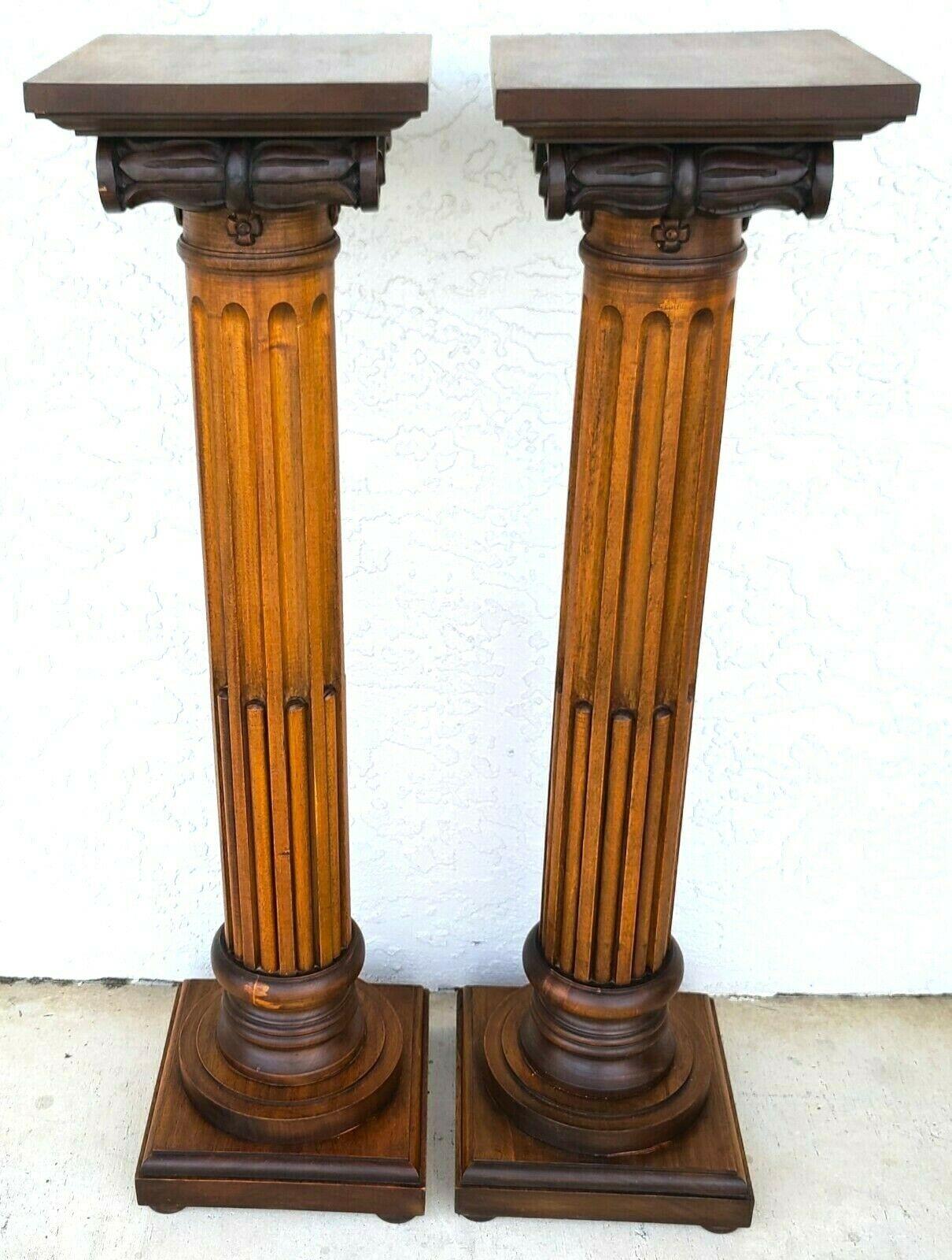 Walnut Pedestal Display Stands by Decorative Crafts Italy 2
