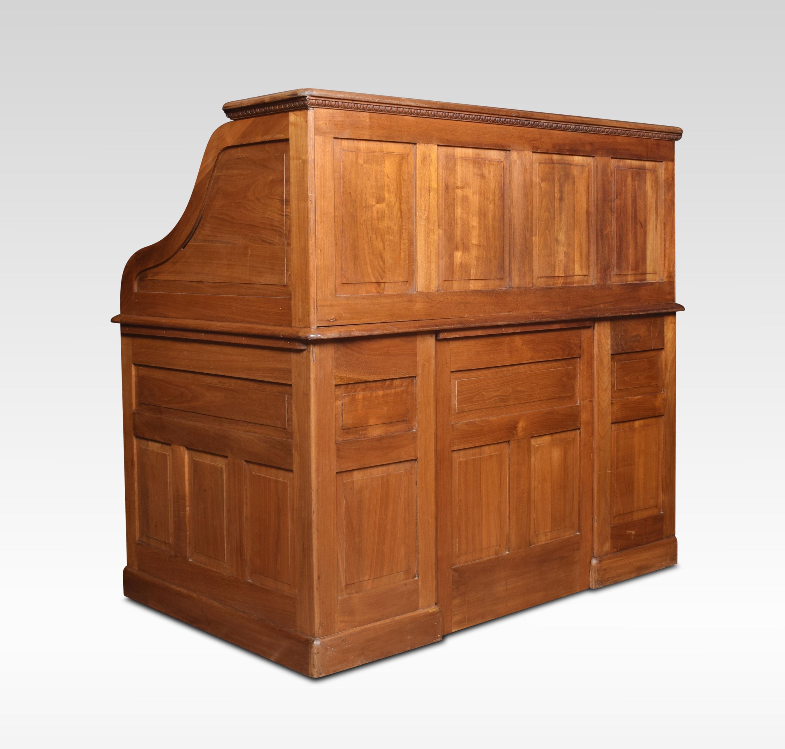 Walnut Pedestal Roll Top Desk 1