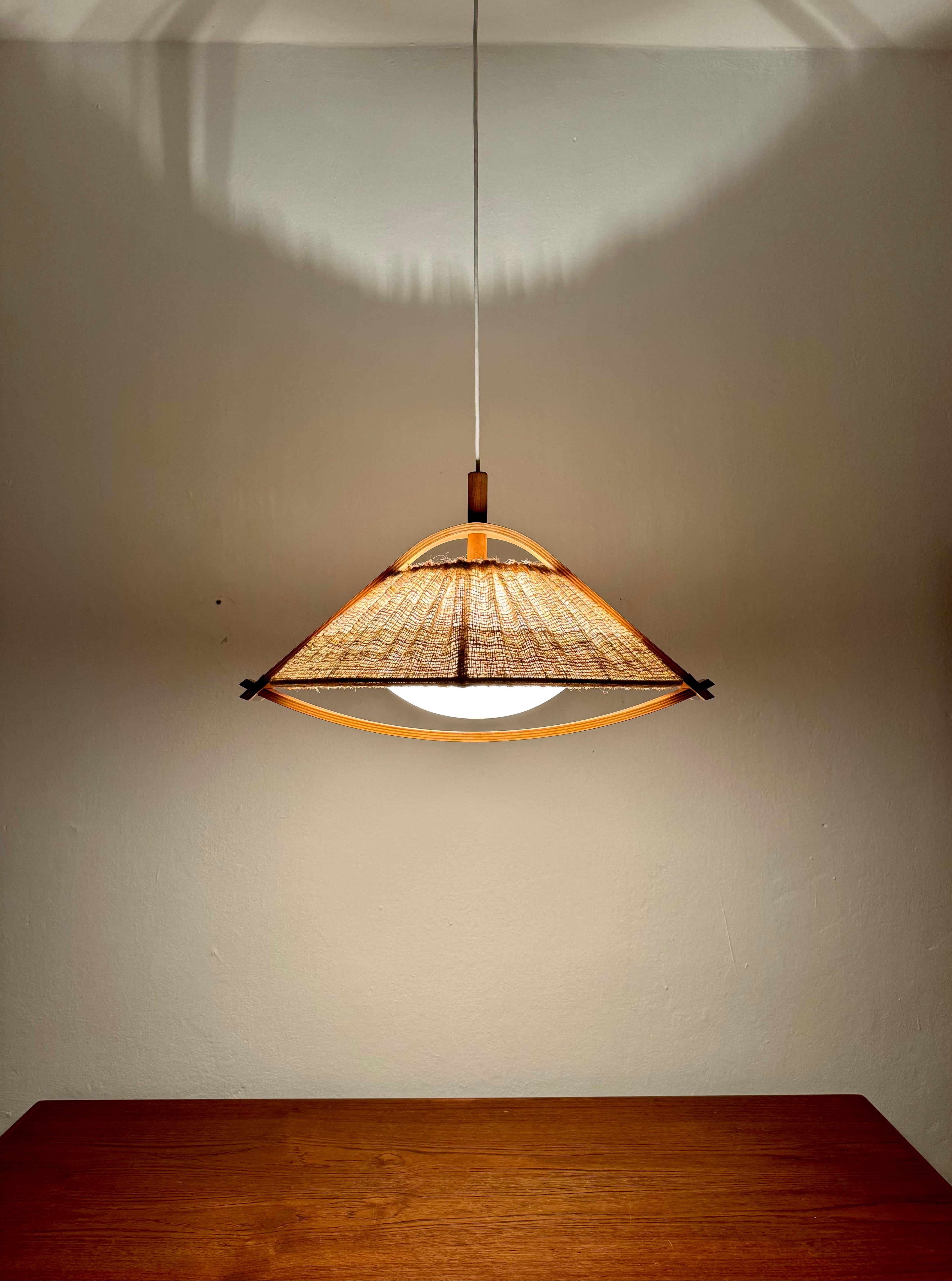 Walnut Pendant Lamp by Temde For Sale 4