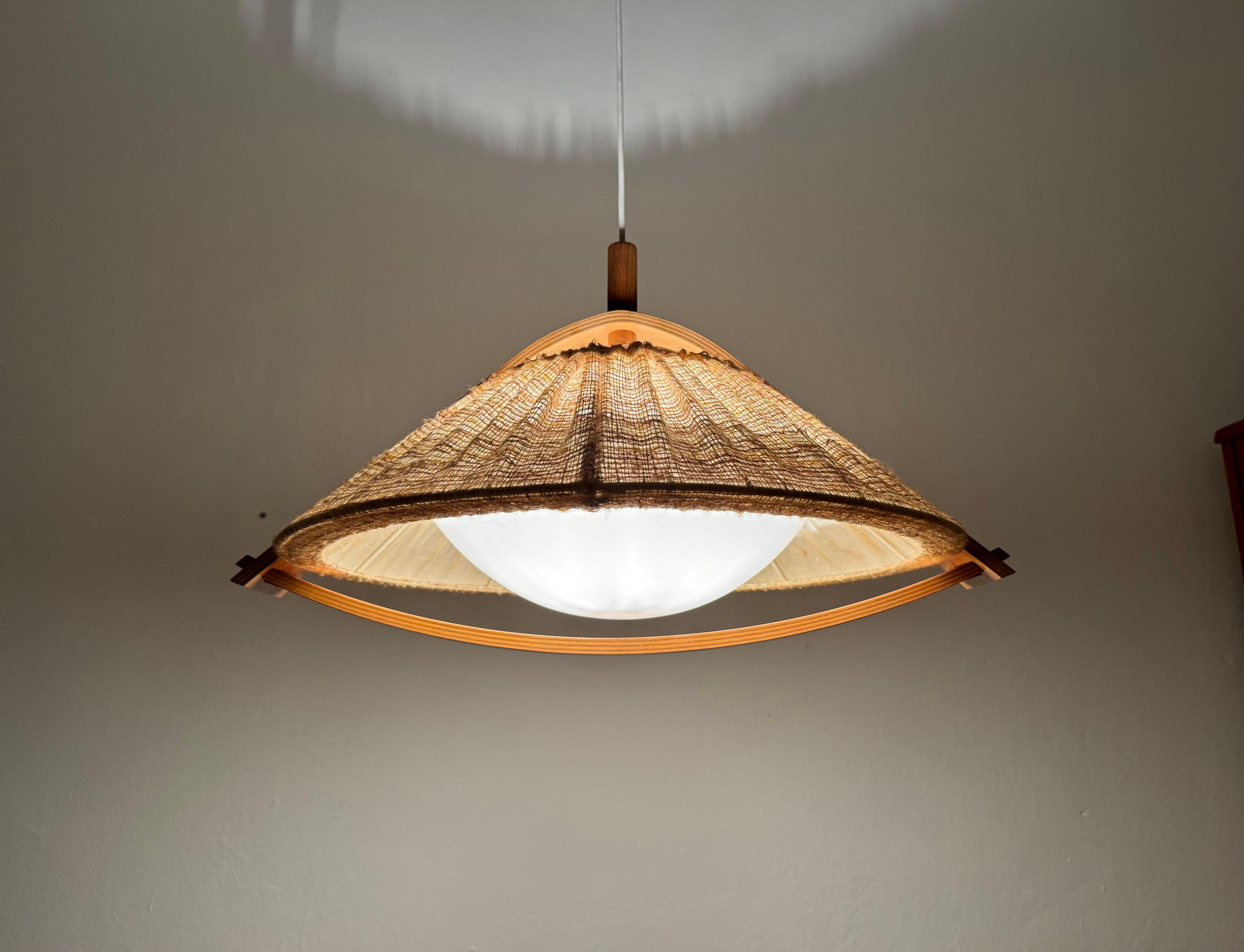 Walnut Pendant Lamp by Temde For Sale 7