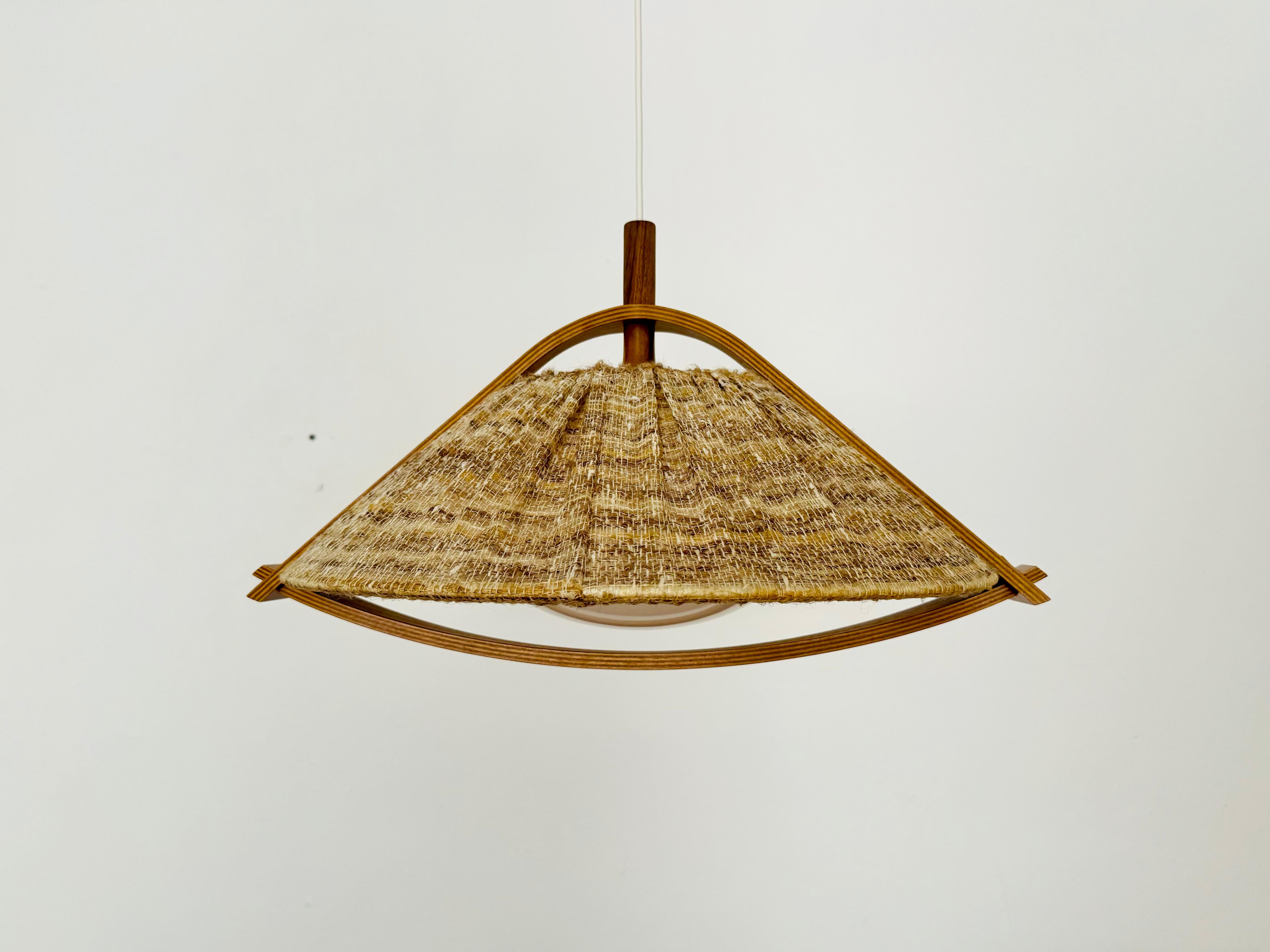 German Walnut Pendant Lamp by Temde For Sale