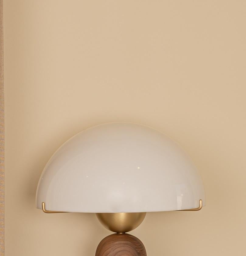 Post-Modern Walnut Peono Table Lamp by Simone & Marcel For Sale