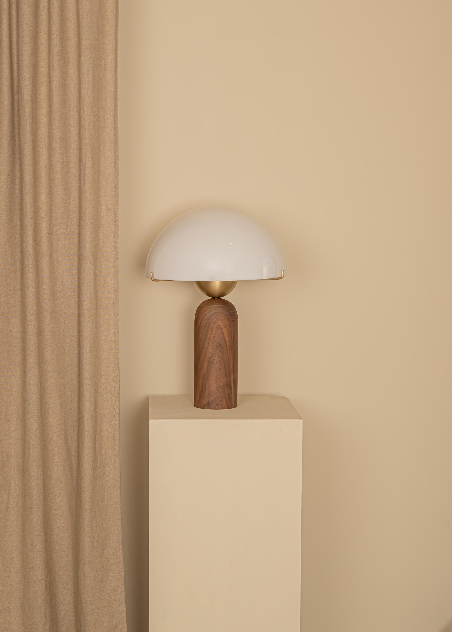 Spanish Walnut Peono Table Lamp by Simone & Marcel For Sale