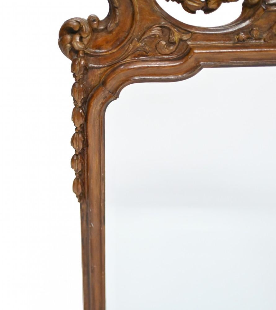 Walnut Pier Mirror Carved Glass English Antique In Good Condition For Sale In Potters Bar, GB