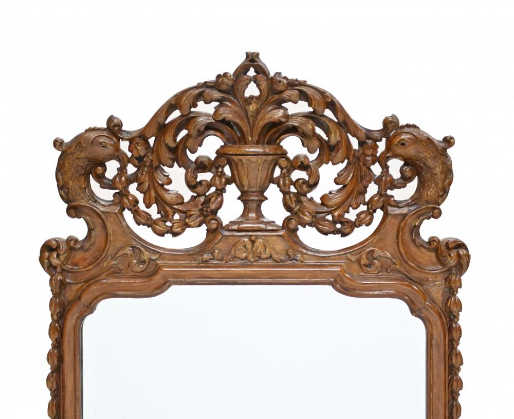 Late 20th Century Walnut Pier Mirror Carved Glass English Antique For Sale