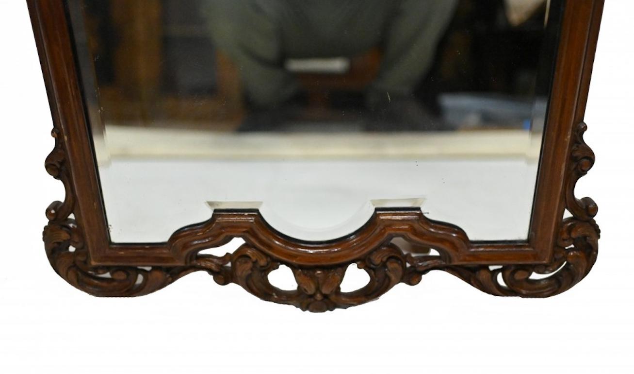 Walnut Pier Mirror Carved Glass English Antique For Sale 1