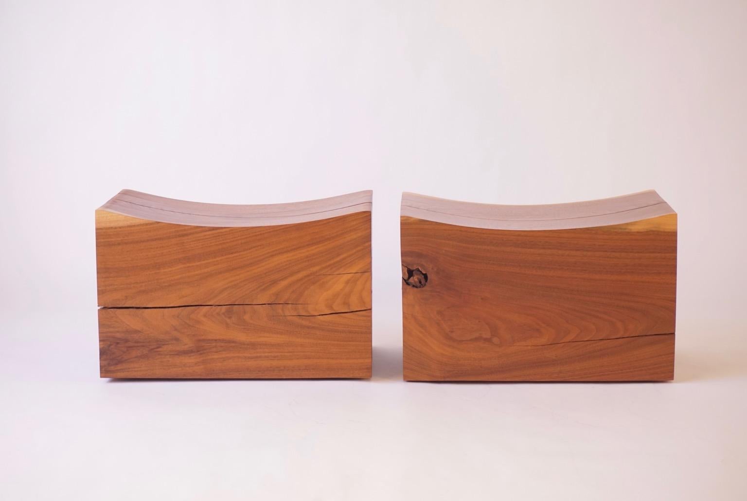 Oiled Walnut Pillow Benches on Casters by Chris Lehrecke