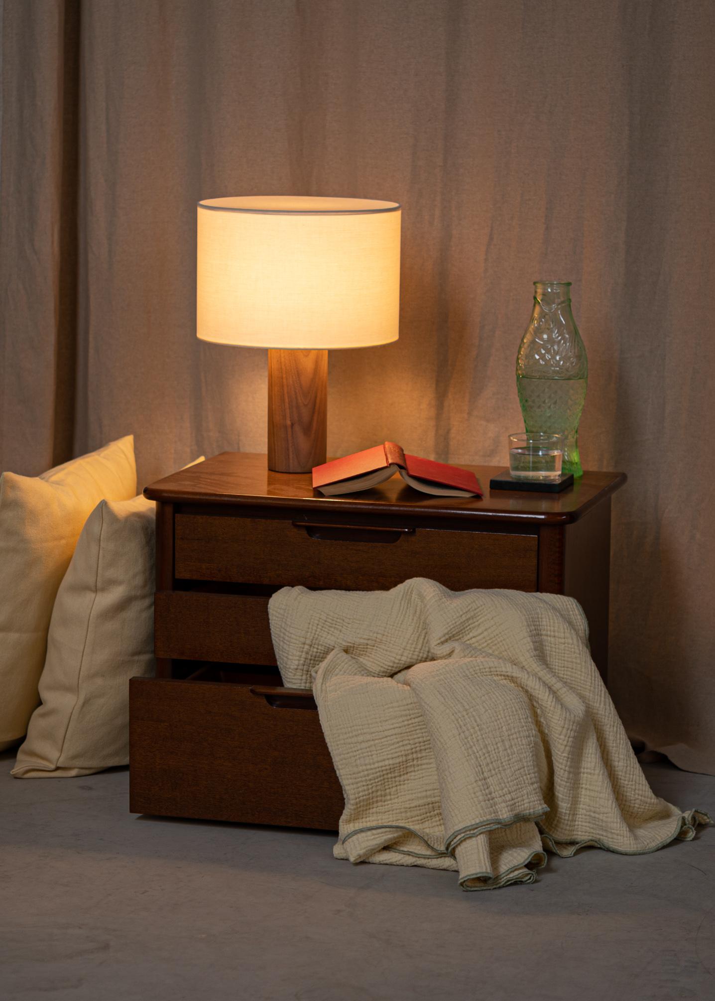 Contemporary Walnut Pipito Table Lamp by Simone & Marcel For Sale