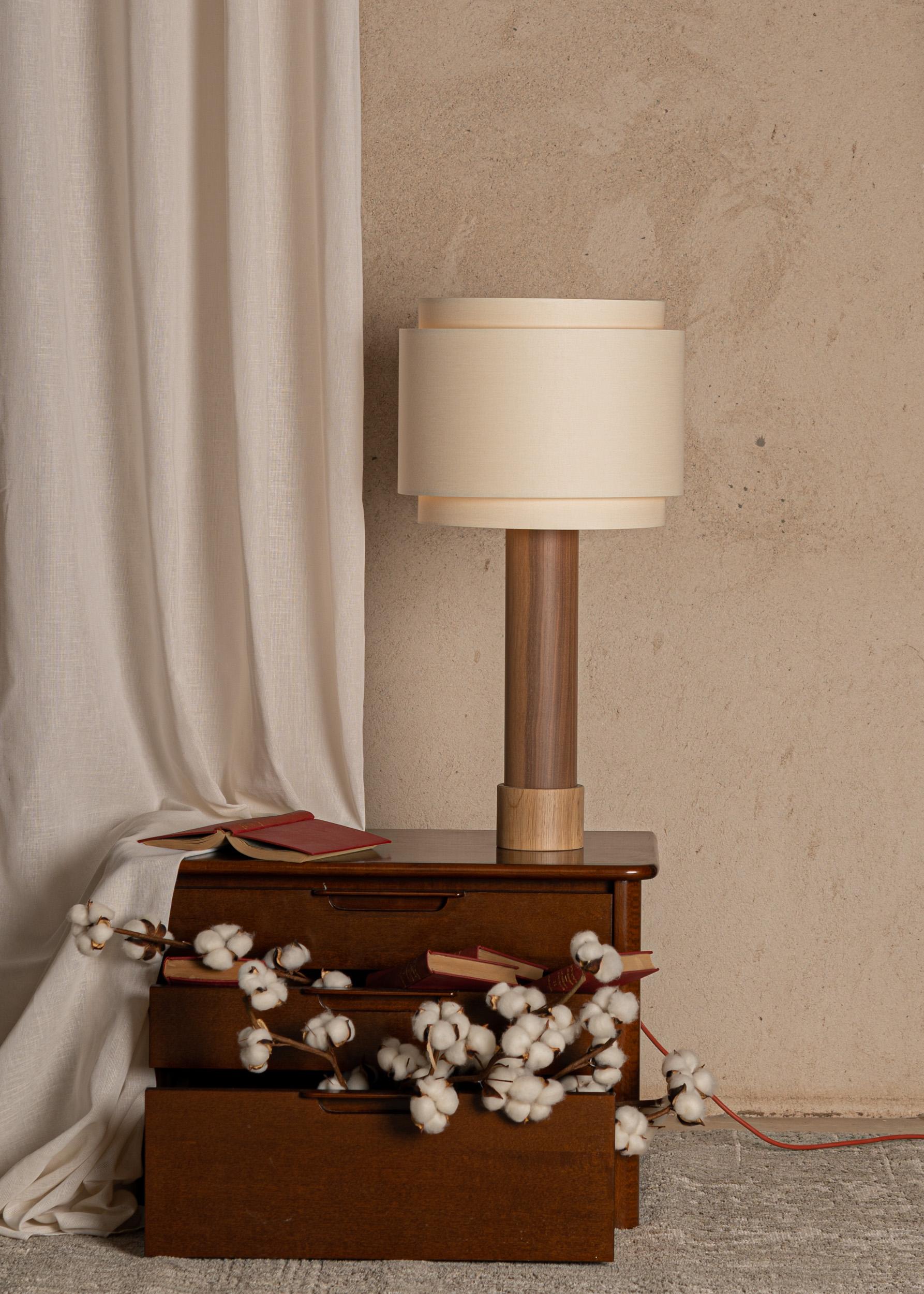Spanish Walnut Pipo Duoble Table Lamp by Simone & Marcel For Sale