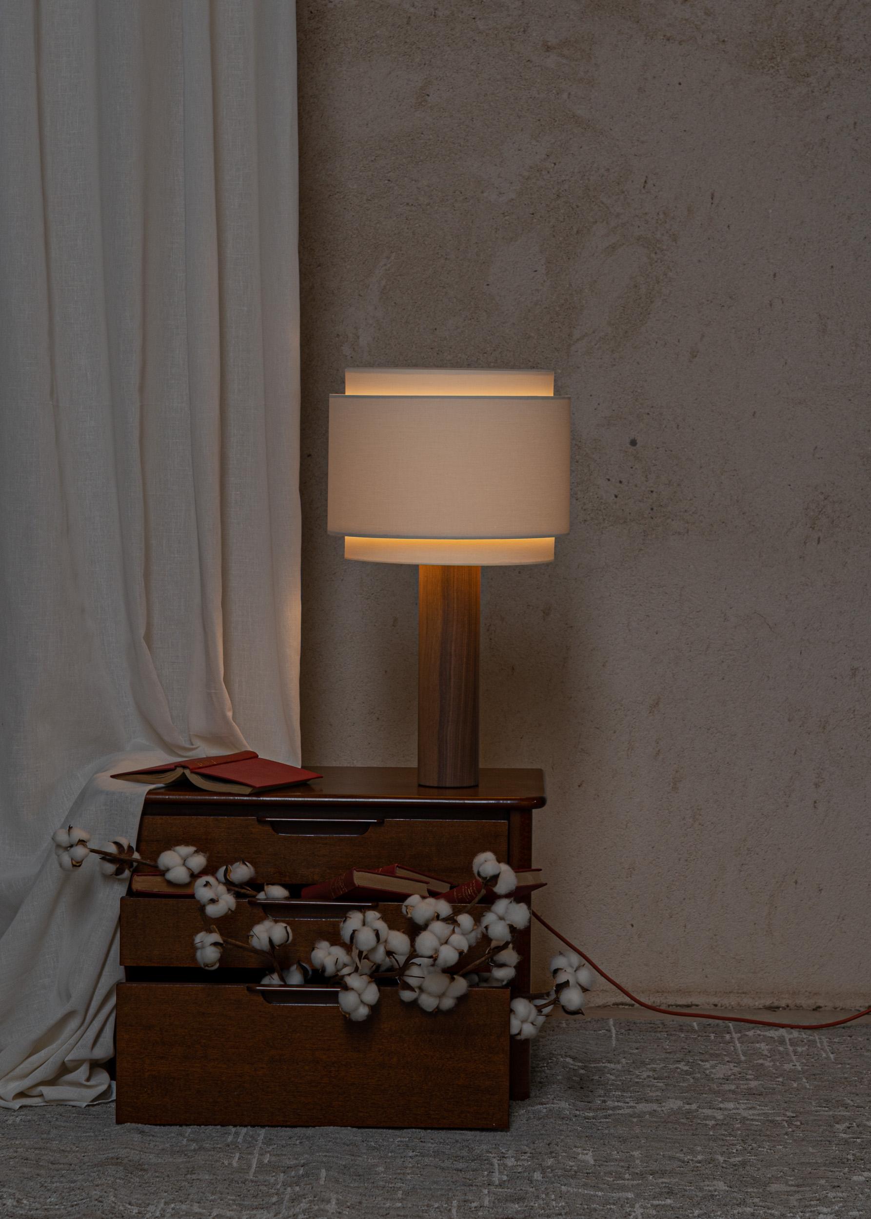 Walnut Pipo Duoble Table Lamp by Simone & Marcel In New Condition For Sale In Geneve, CH
