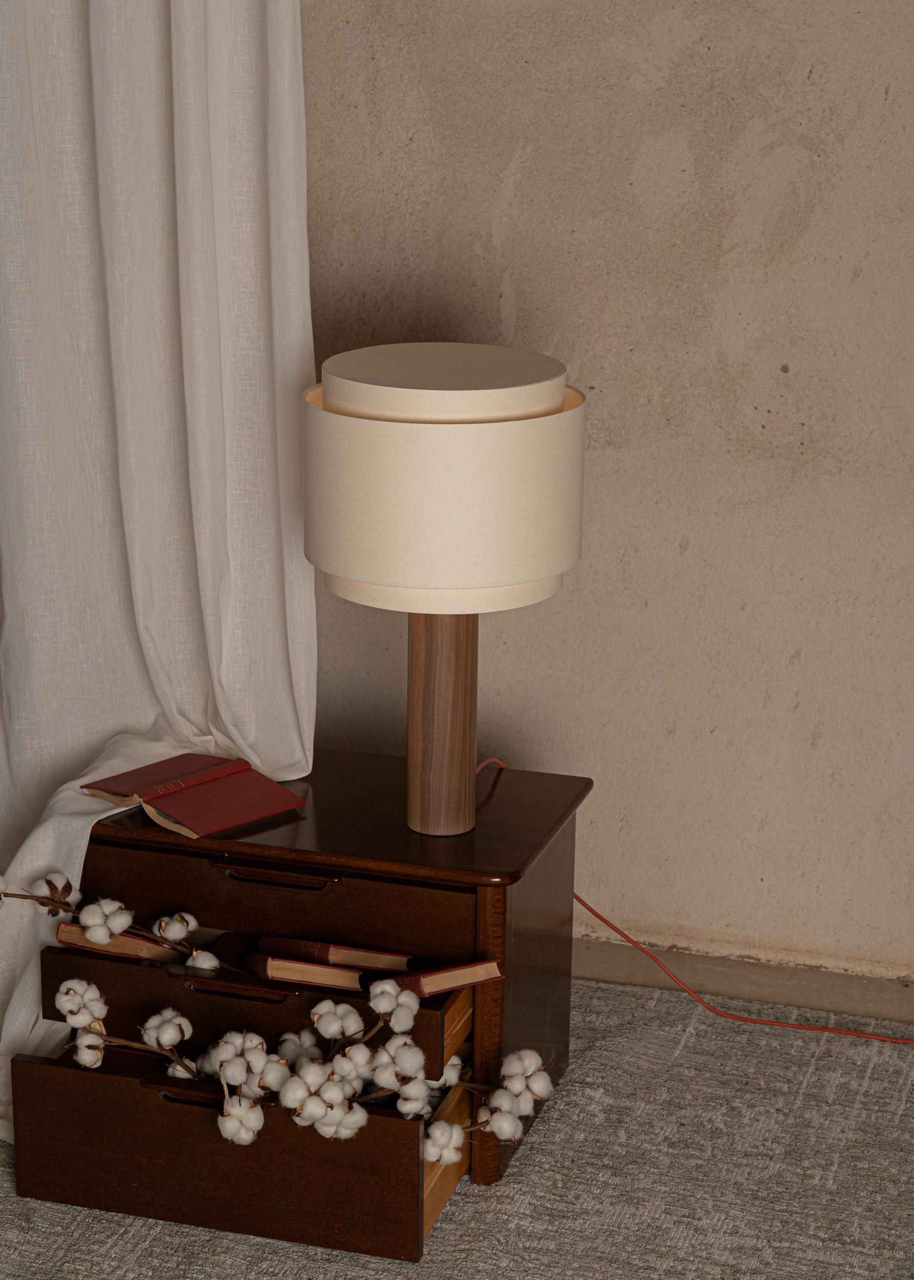 Contemporary Walnut Pipo Duoble Table Lamp by Simone & Marcel For Sale