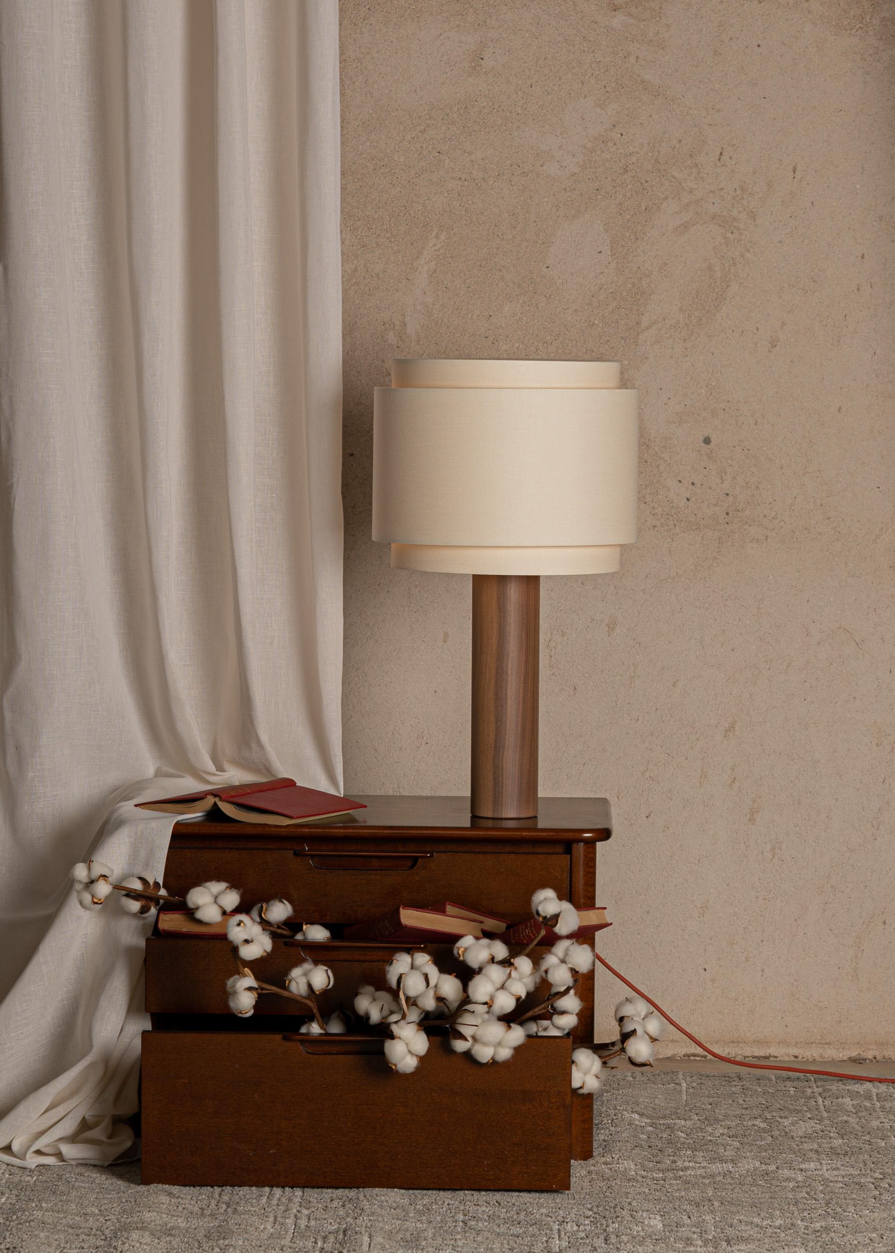 Walnut Pipo Duoble Table Lamp by Simone & Marcel For Sale 2