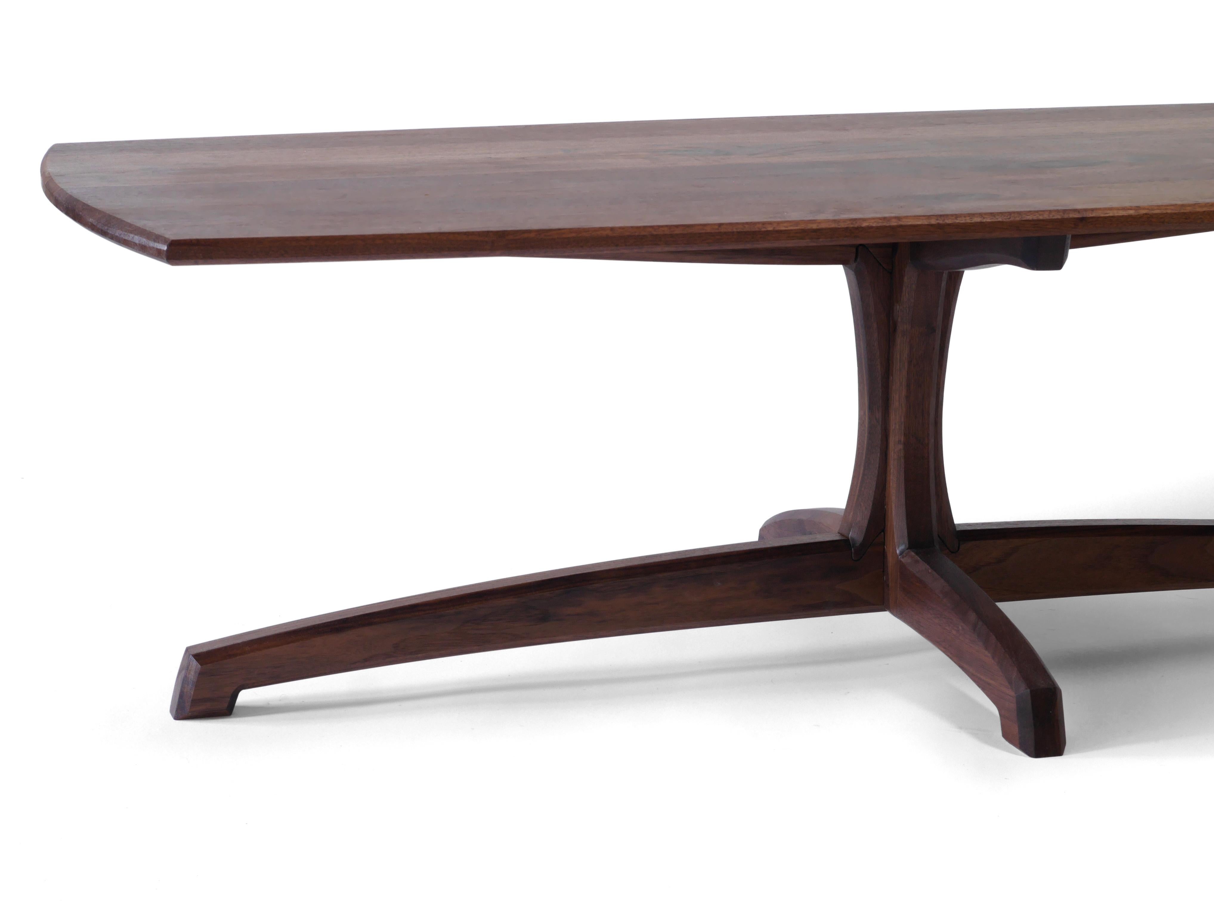 Joinery Walnut Plume Coffee Table, Contemporary Pedestal Living Room Table by Arid For Sale