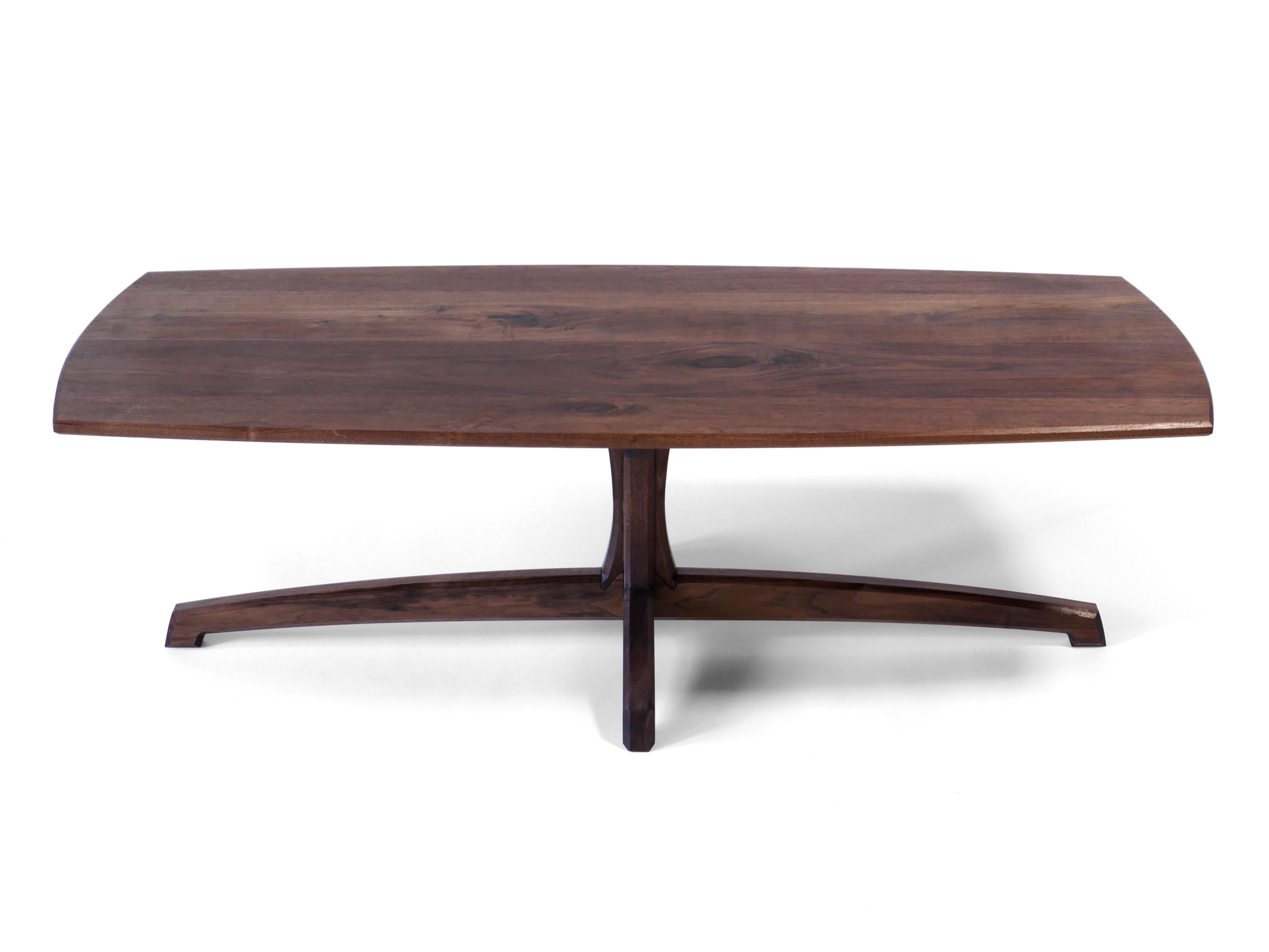 Walnut Plume Coffee Table, Contemporary Pedestal Living Room Table by Arid In New Condition For Sale In Albuquerque, NM