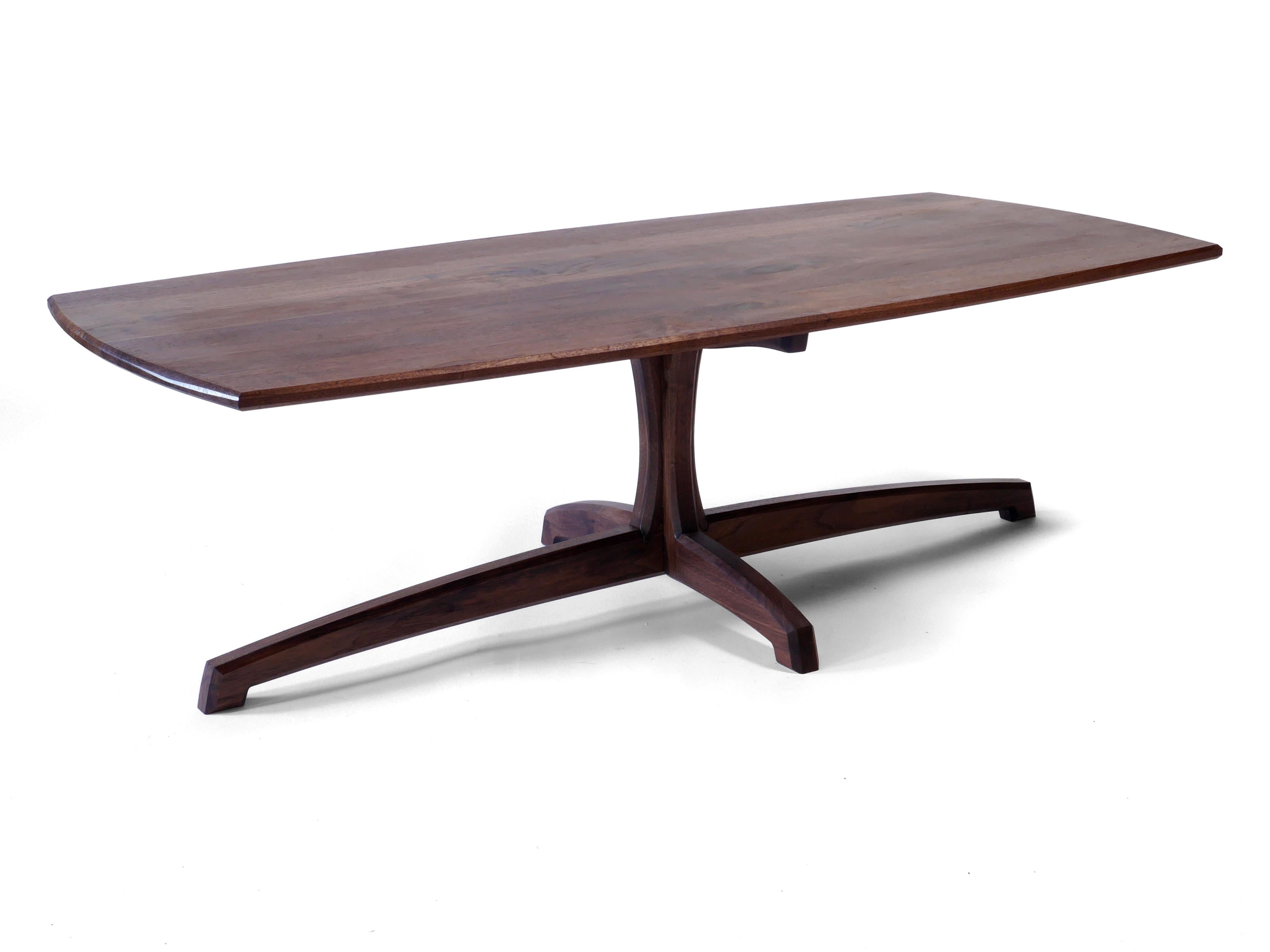 Walnut Plume Coffee Table, Contemporary Pedestal Living Room Table by Arid