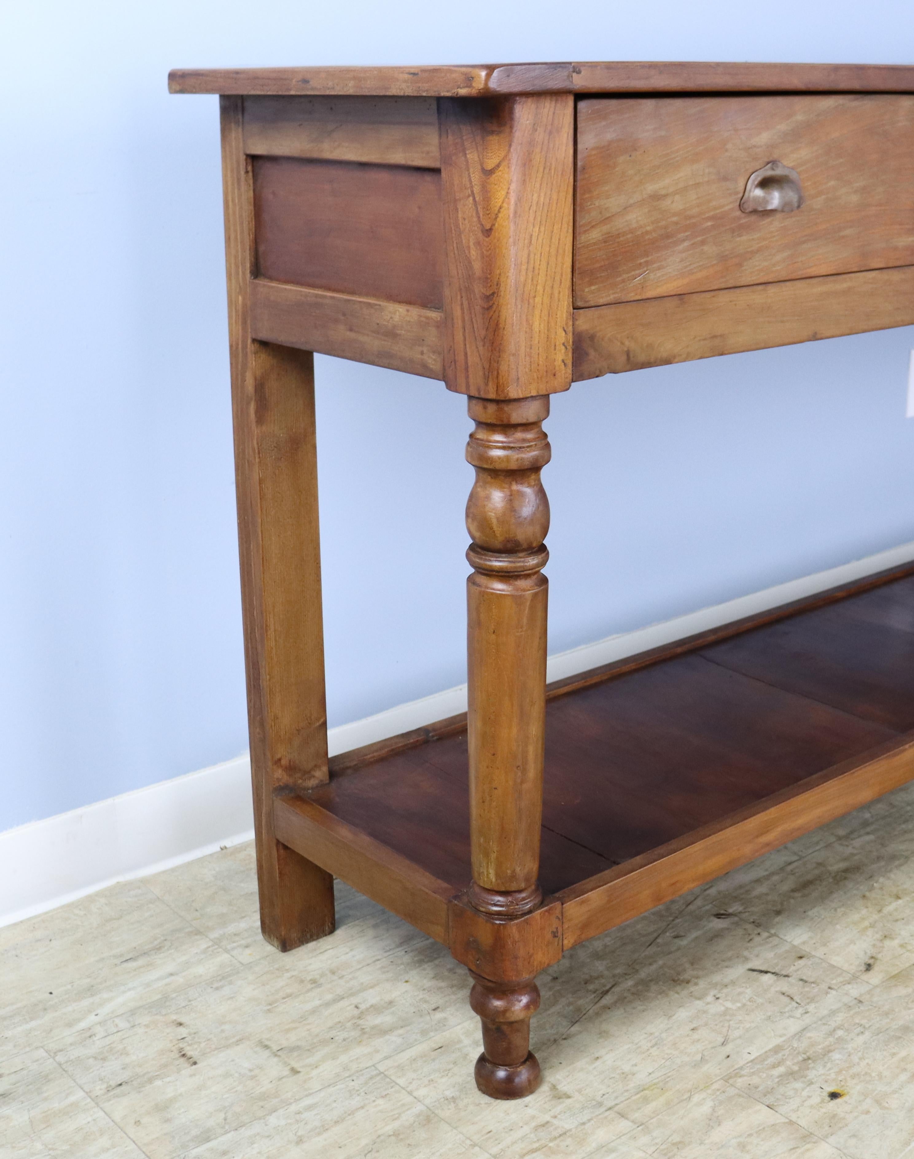 Contemporary Walnut Potboard Base Server with Turned Legs -B For Sale