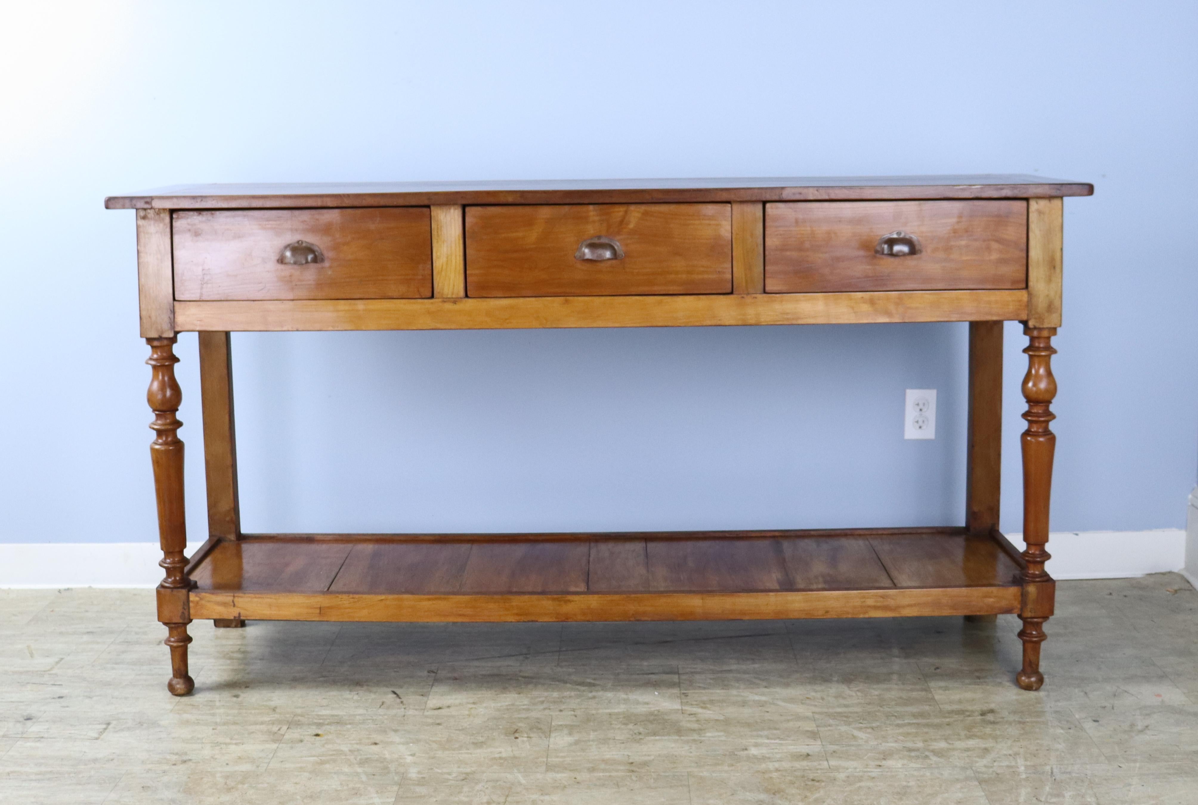 French Walnut Potboard Server with Turned Legs-A