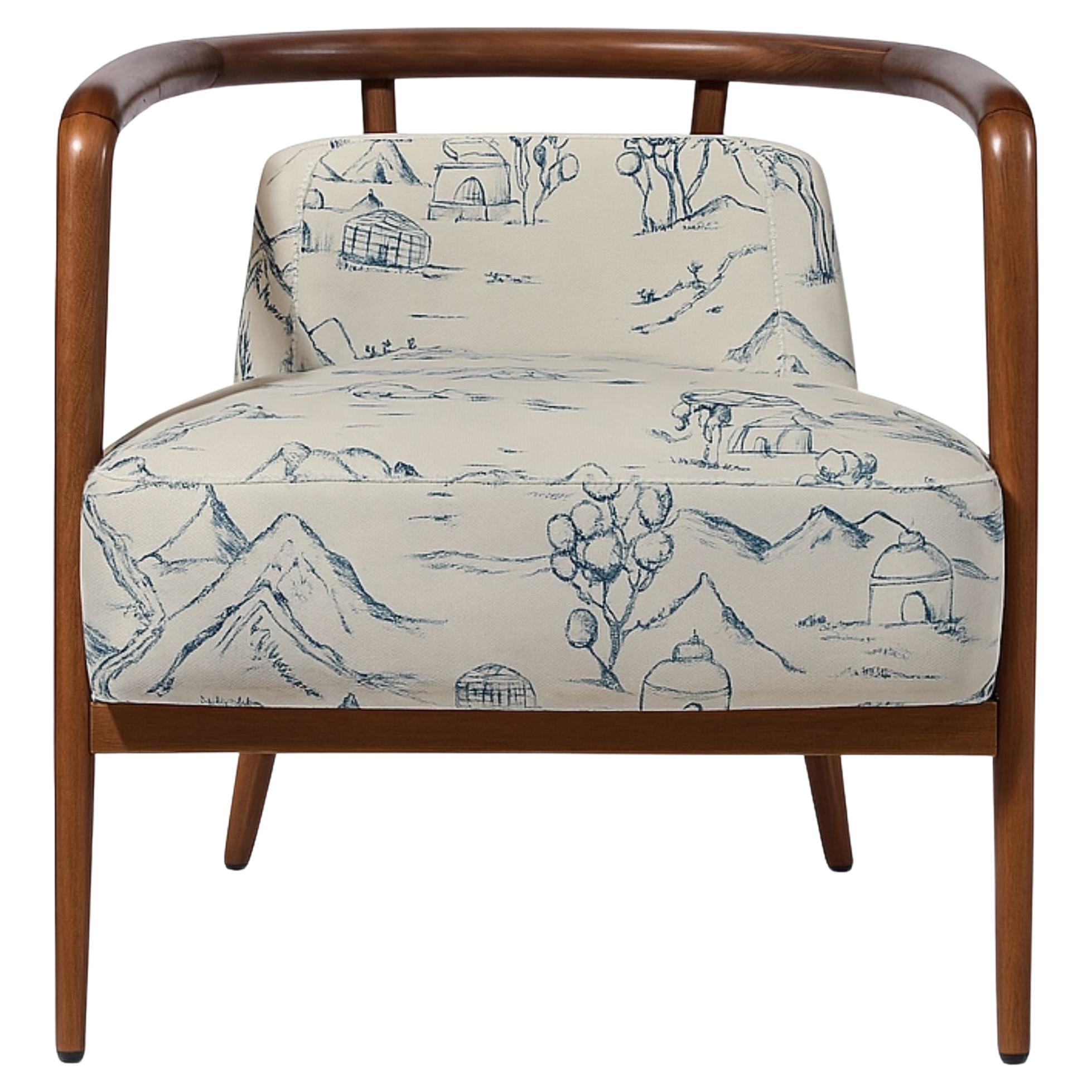 Walnut, Print Brown Modern Essex Armchair
