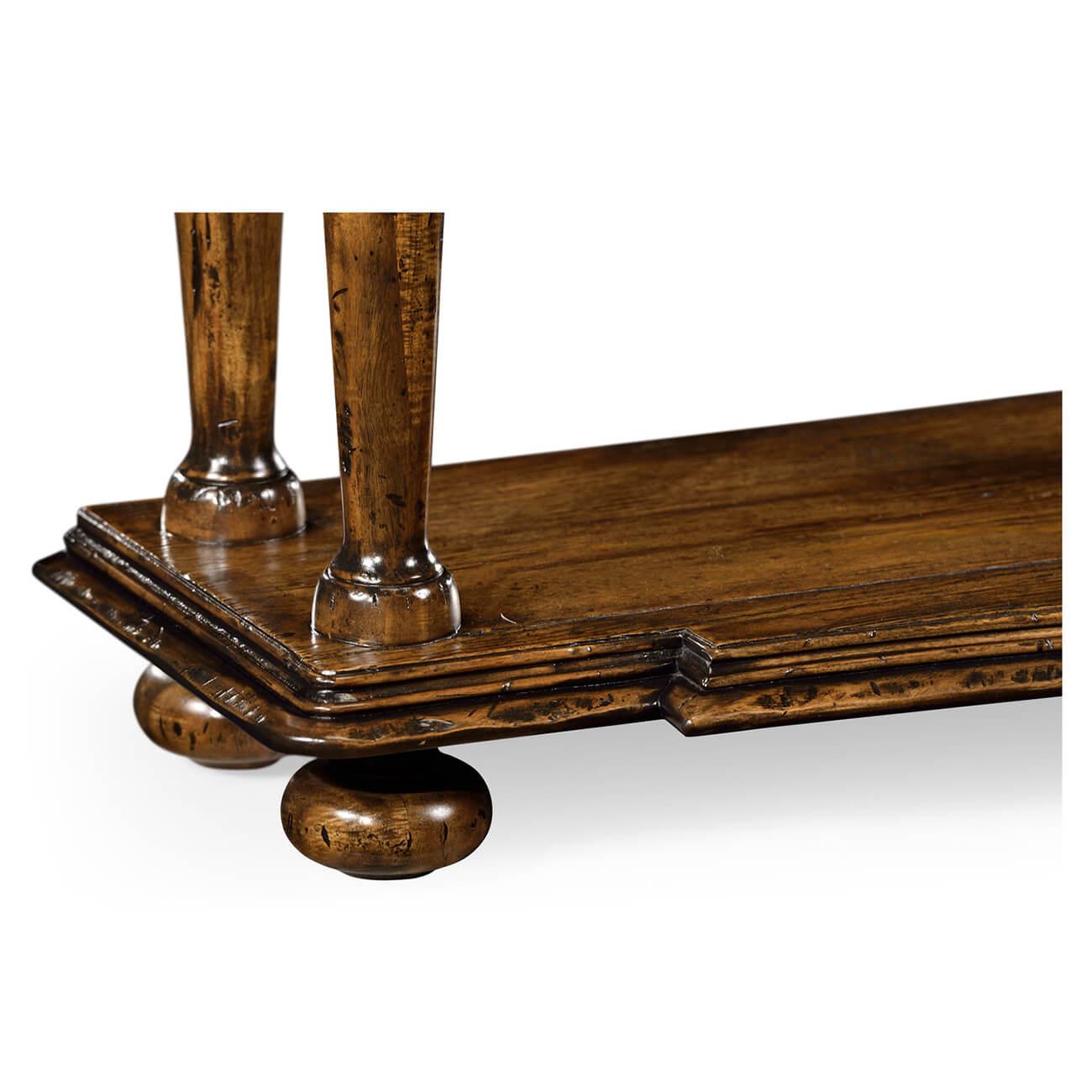 Walnut Provincial Console Table In New Condition In Westwood, NJ