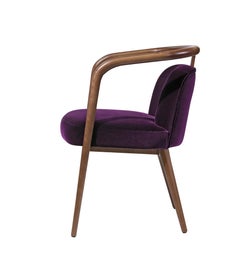Walnut, Purple Velvet Modern Essex Arm Chair
