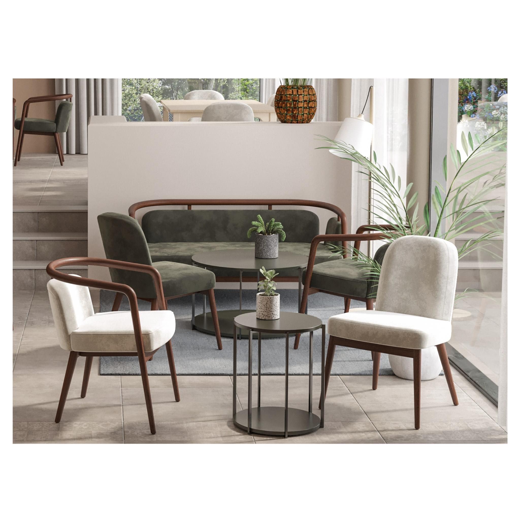 Scandinave moderne Noyer, velours violet Chaise à accoudoirs The Moderns en vente