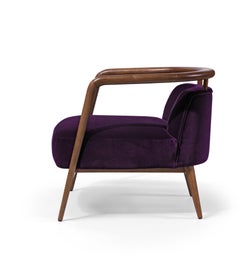 Walnut, Purple Velvet Modern Essex Armchair