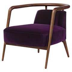 Fauteuil Essex moderne en noyer et velours violet