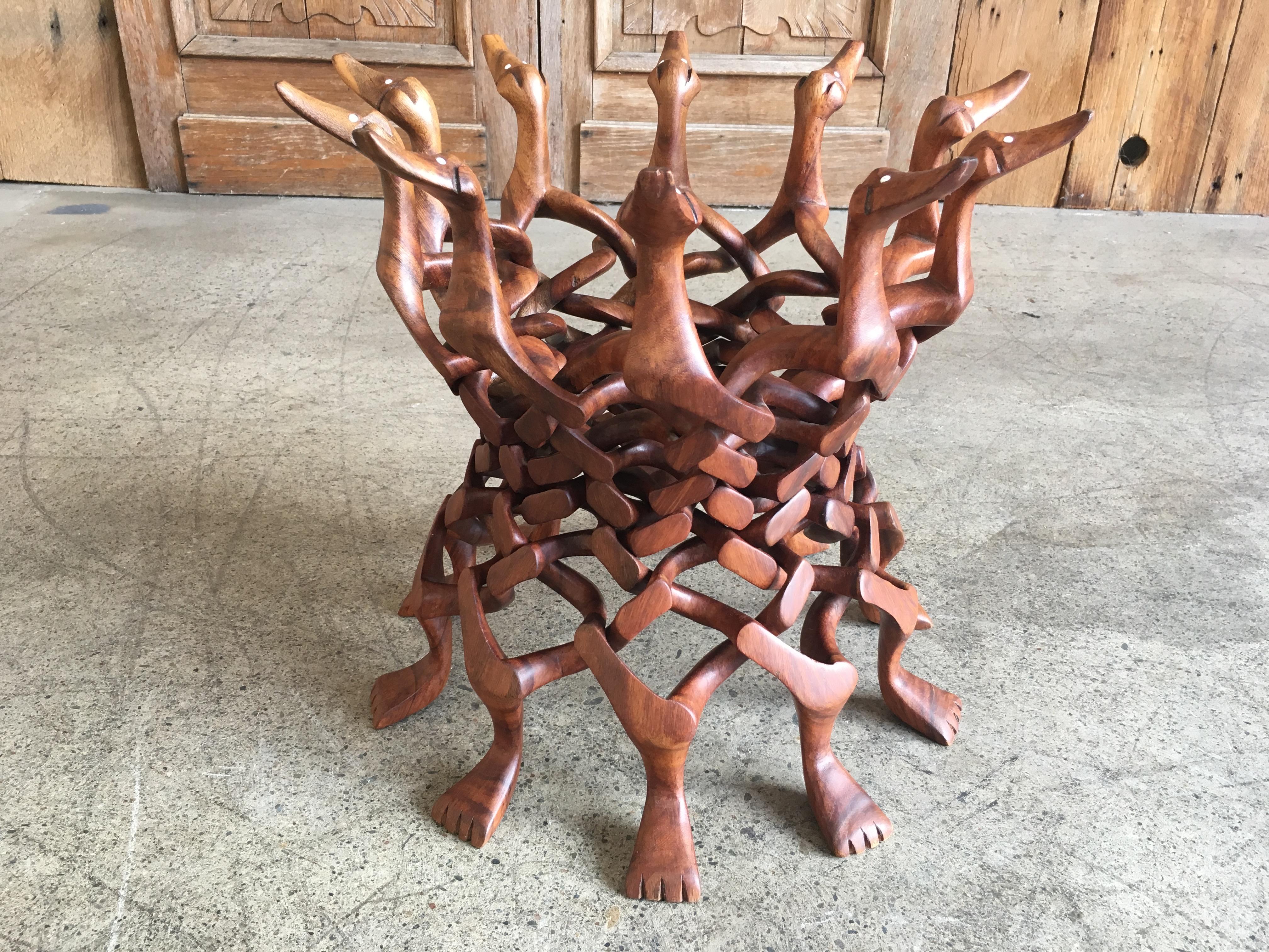 Walnut Puzzle Side Table of Woven Geese 8