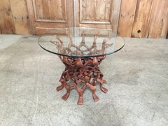 Walnut Puzzle Side Table of Woven Geese