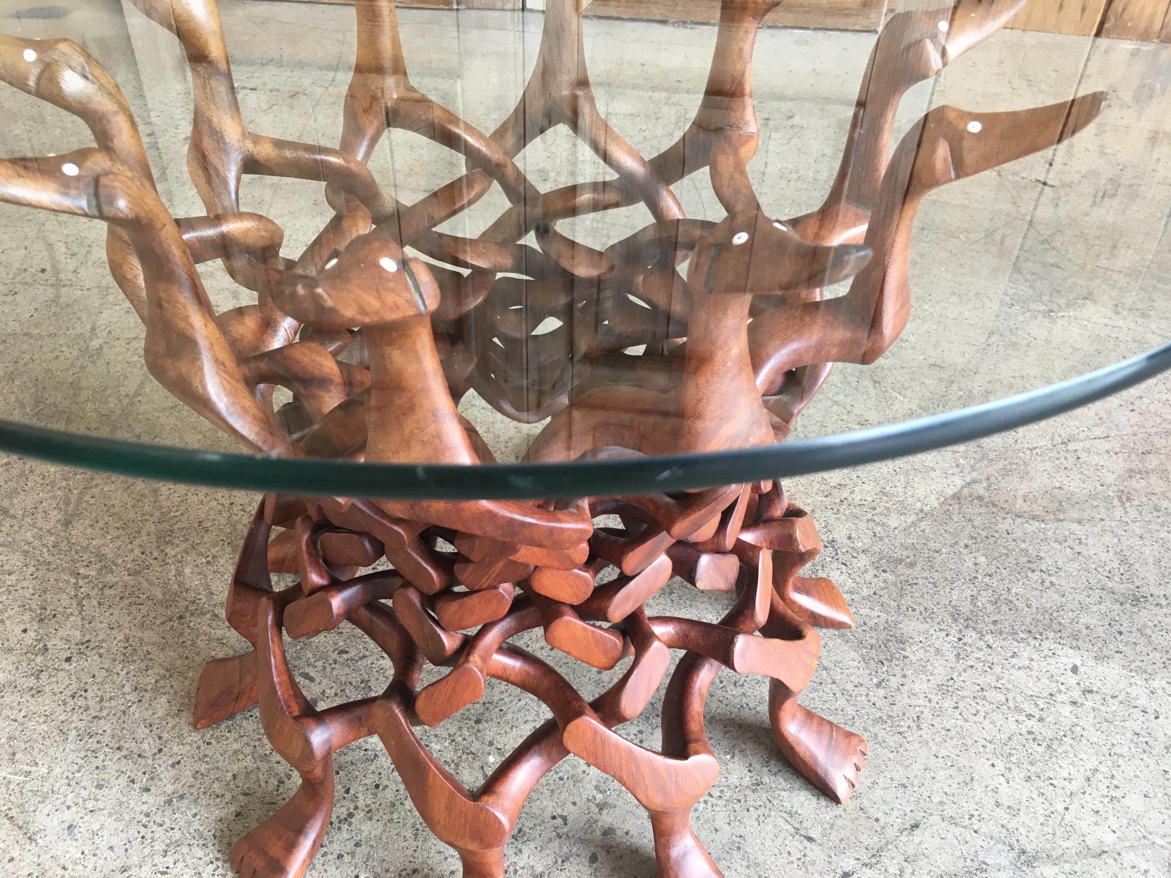 Walnut Puzzle Side Table of Woven Geese 1