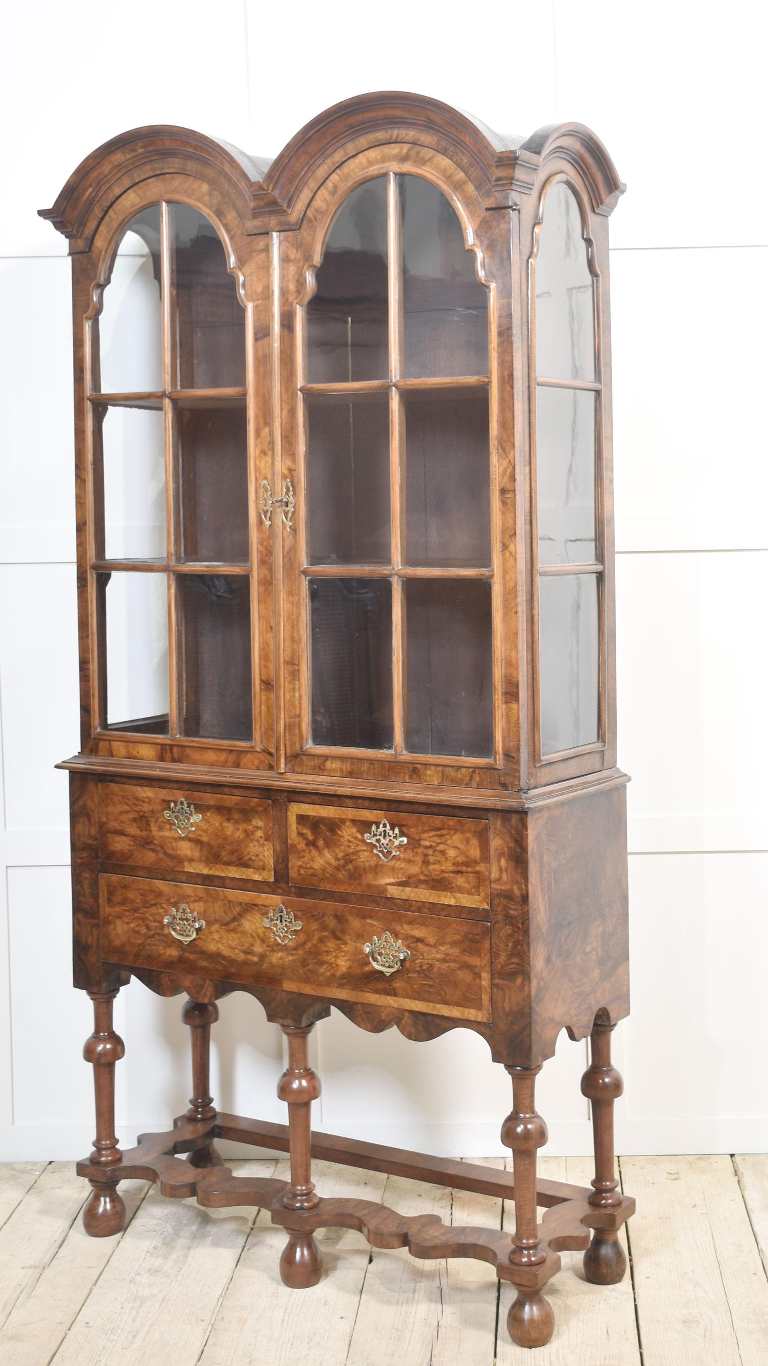 Walnut Queen Ann style display cabinet For Sale 5