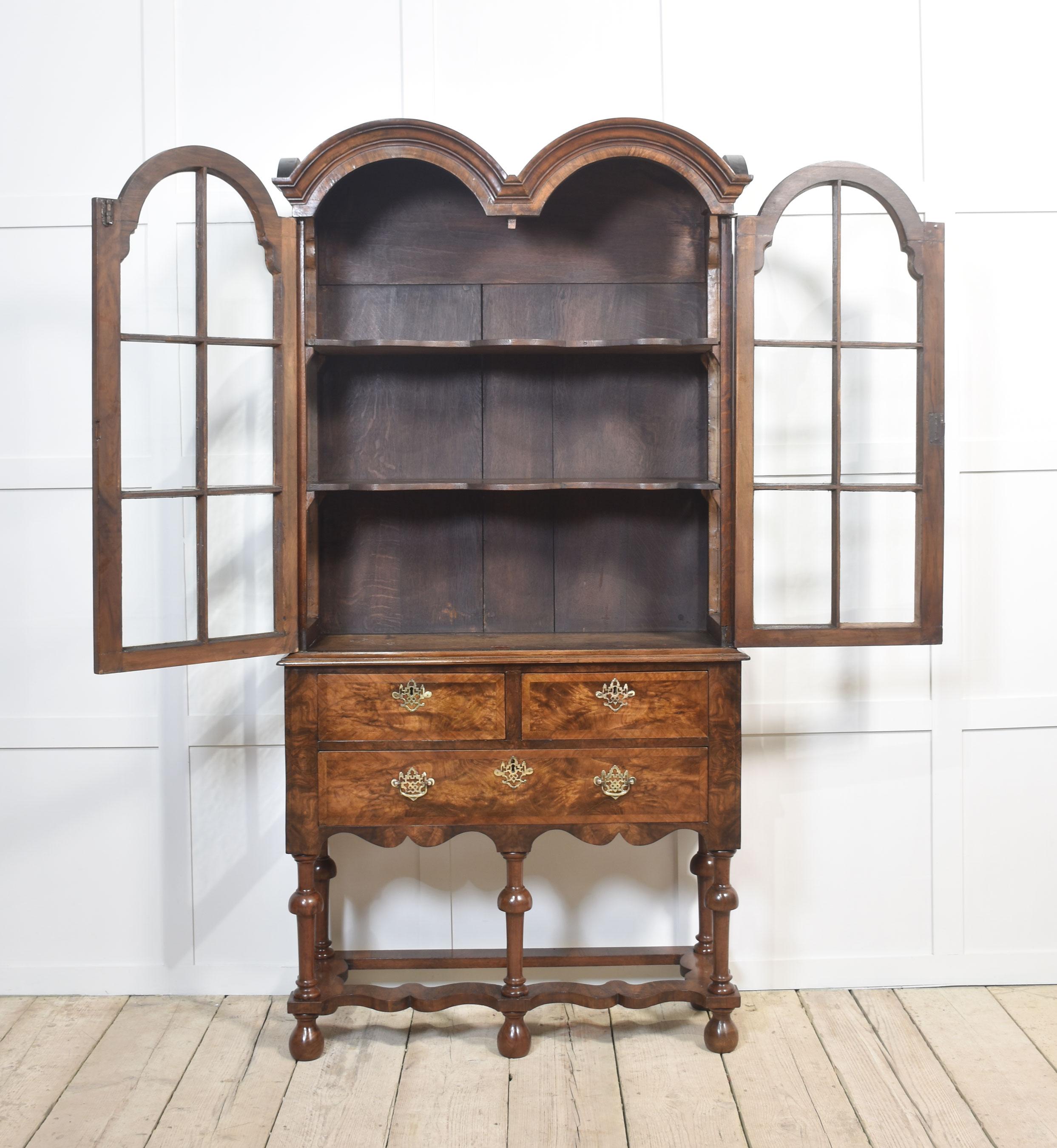 Walnut Queen Ann style display cabinet For Sale 8