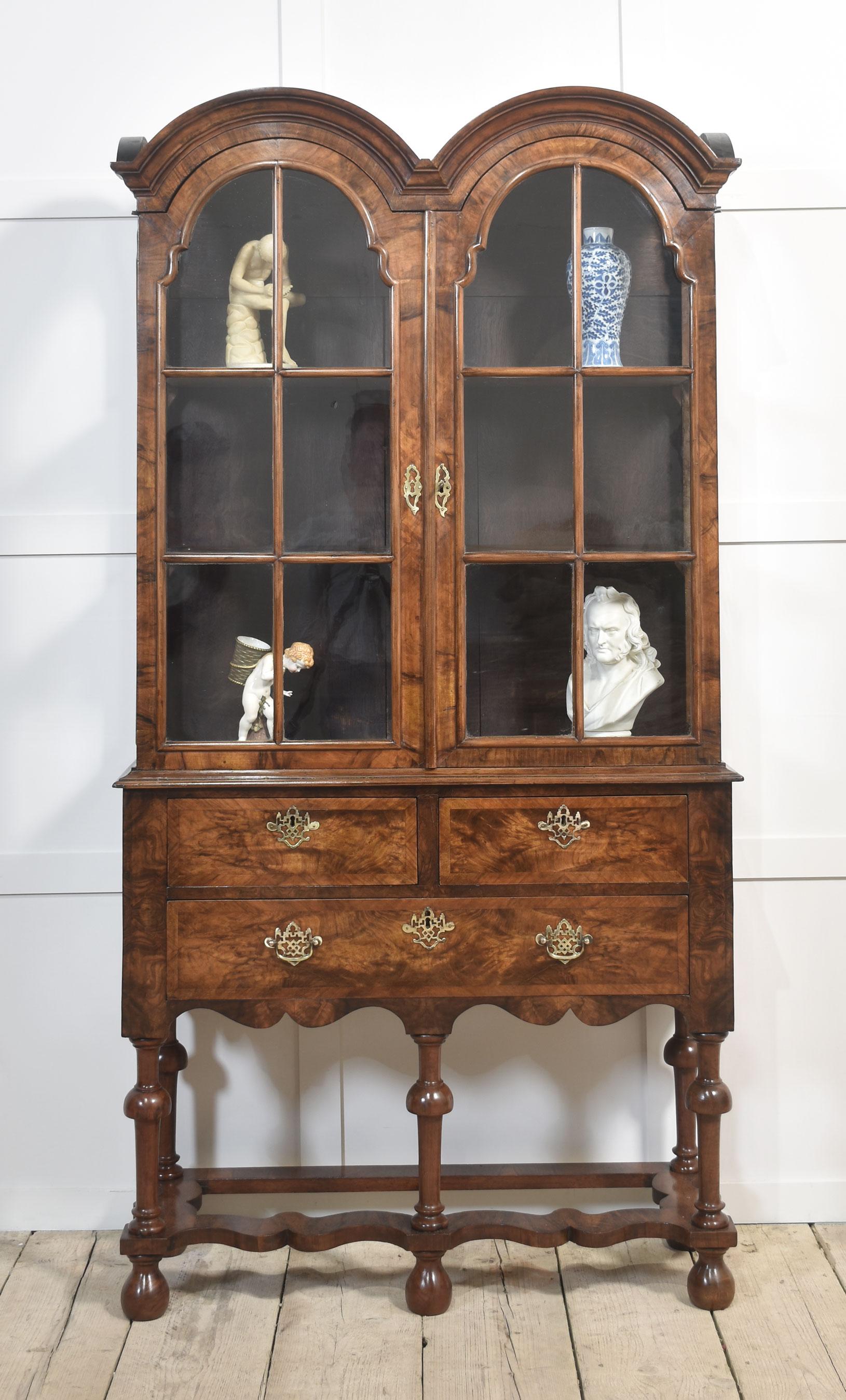 Walnut Queen Ann style display cabinet For Sale 9