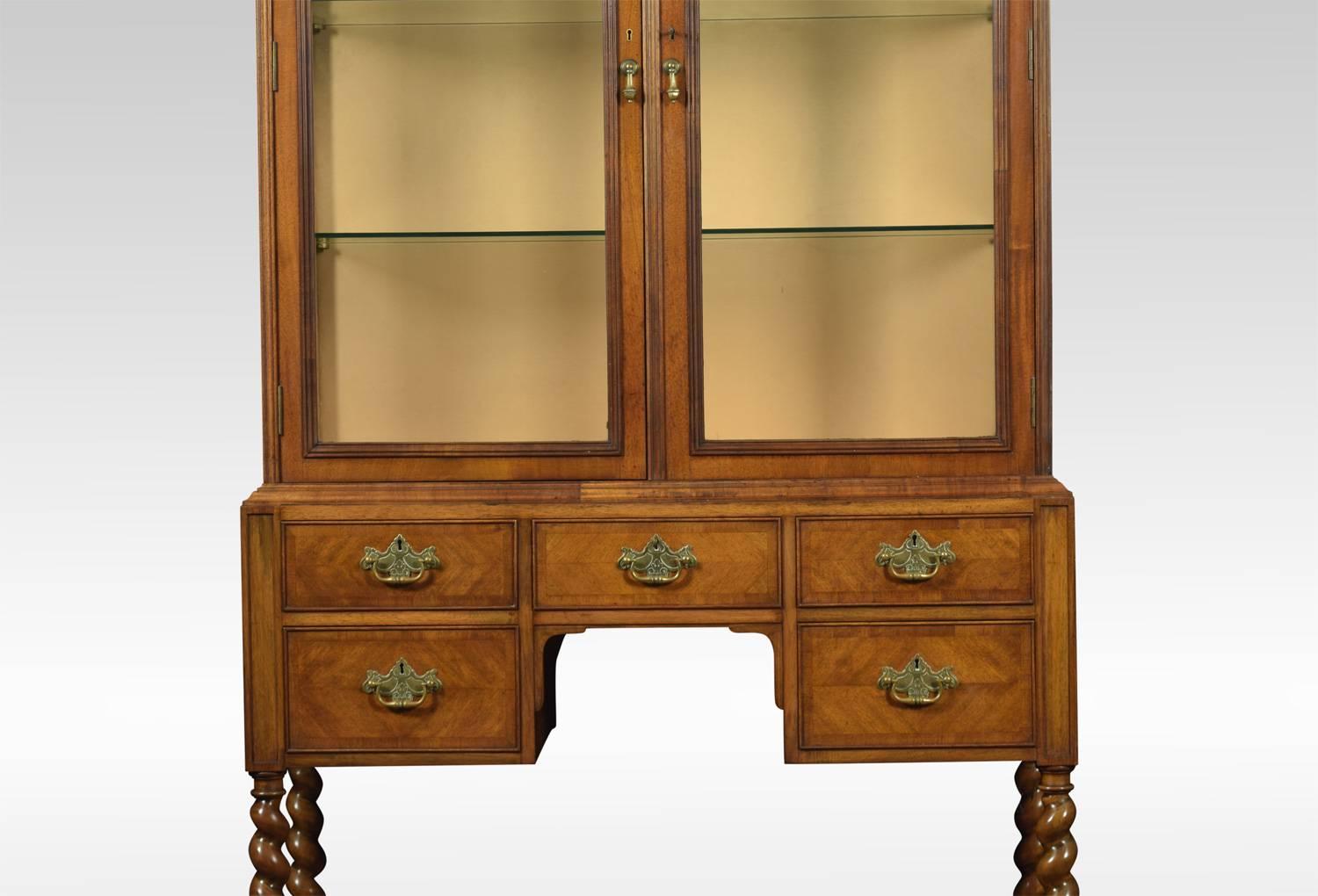 Walnut Queen Ann Style Display Cabinet In Good Condition In Cheshire, GB