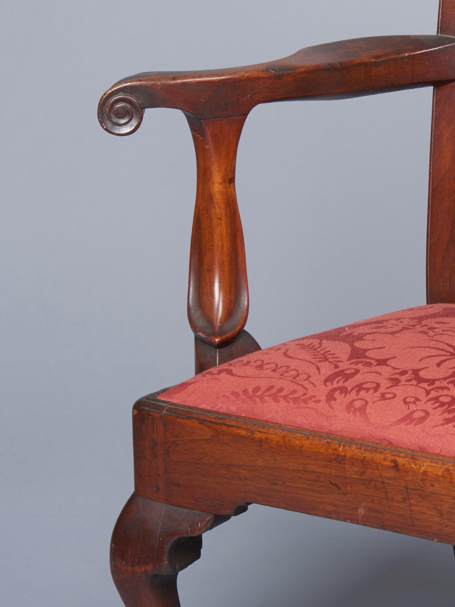 American Walnut Queen Anne Armchair For Sale