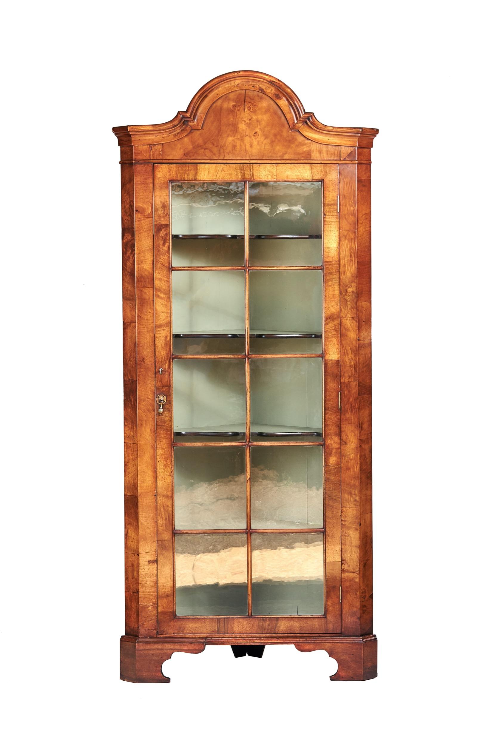 Walnut Queen Anne Revival Corner cabinet circa 1920s