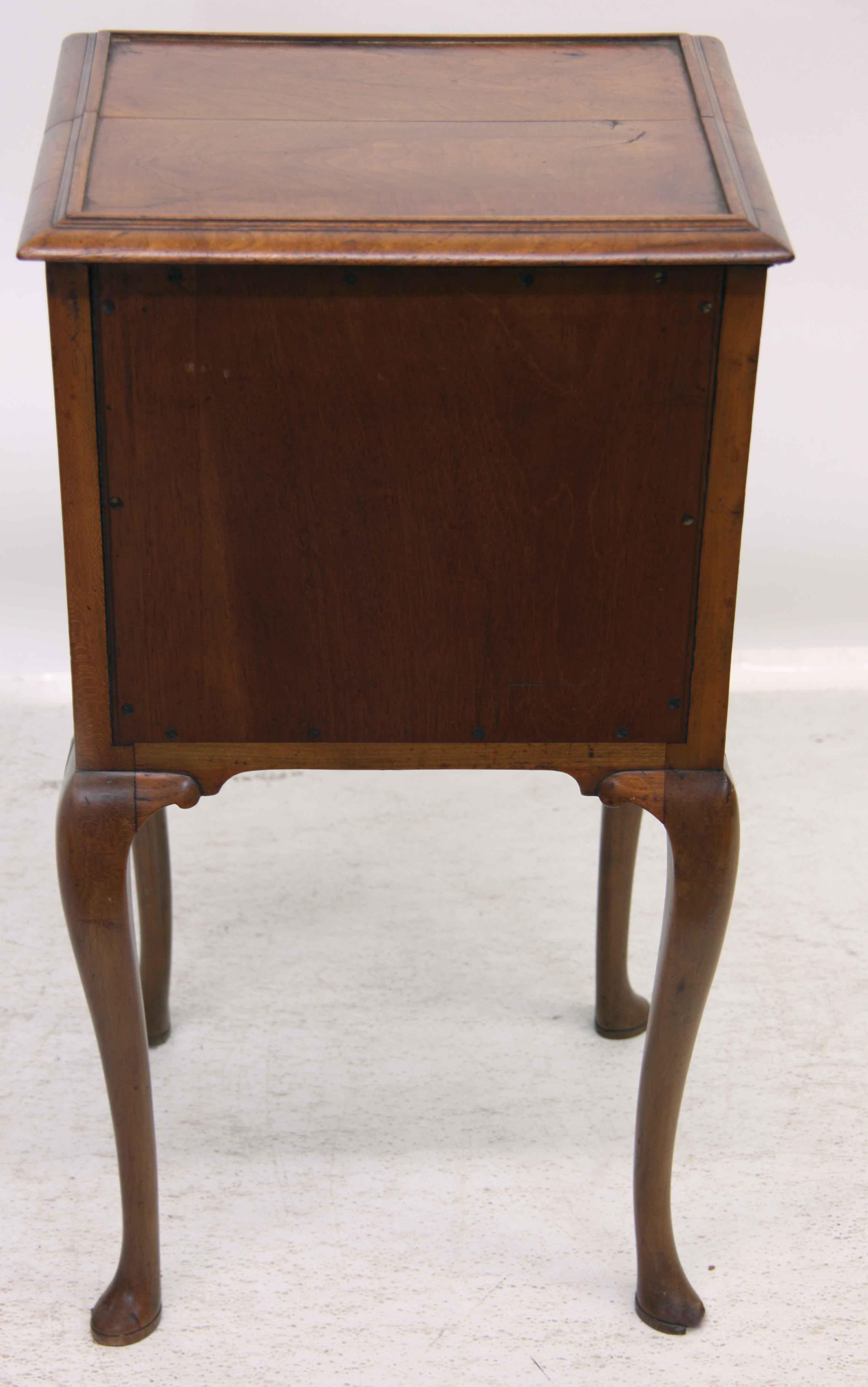 Brass Walnut Queen Anne Style End Table For Sale