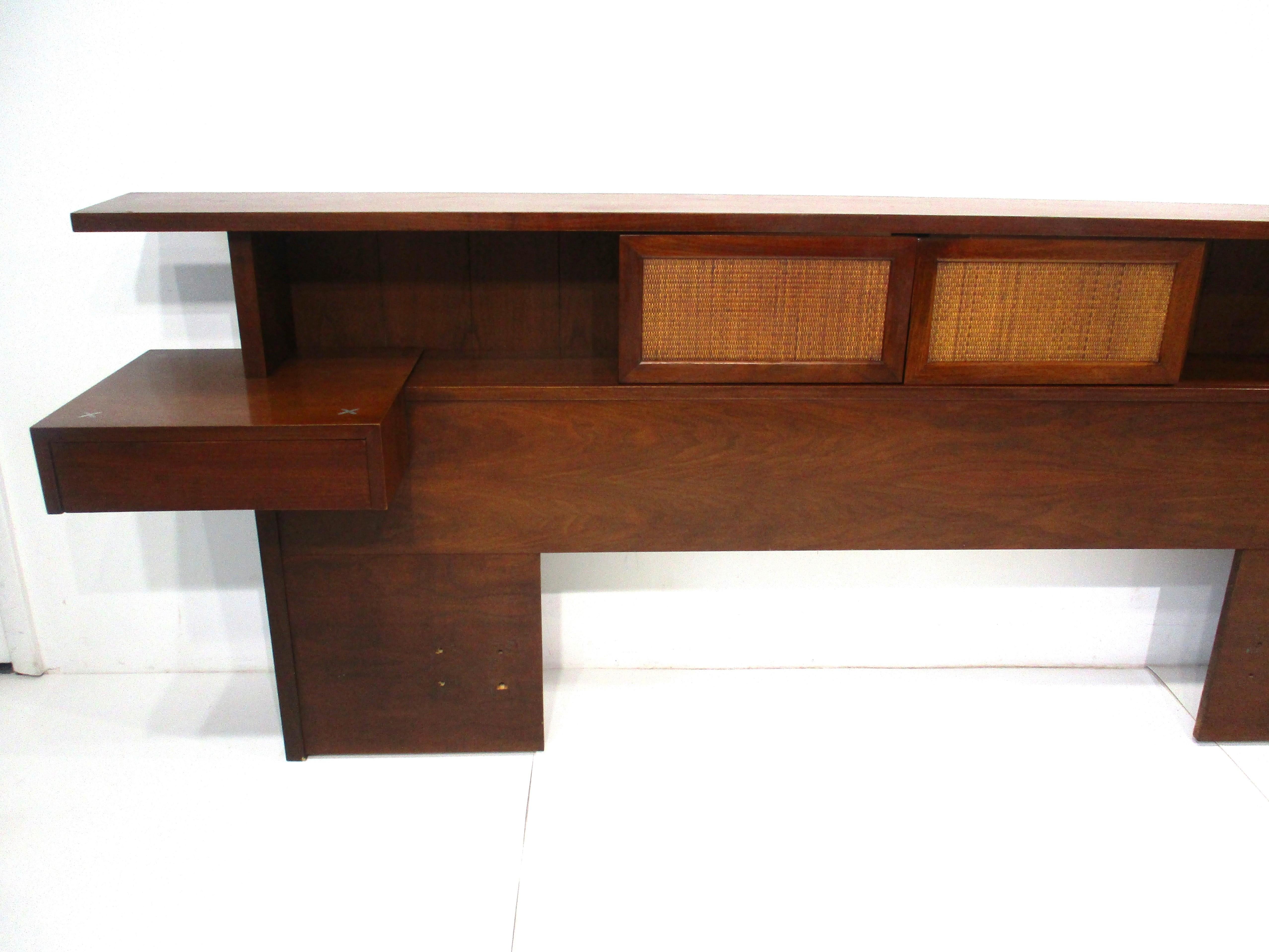 Mid-Century Modern Rare Walnut Queen Headboard by American of Martinsville from Accord Collection  For Sale