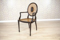 Walnut Rattan Armchair from the Early 20th Century