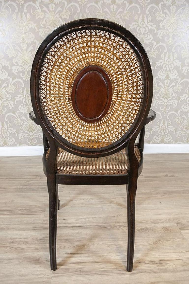 Walnut Rattan Armchair from the Early 20th Century For Sale 1