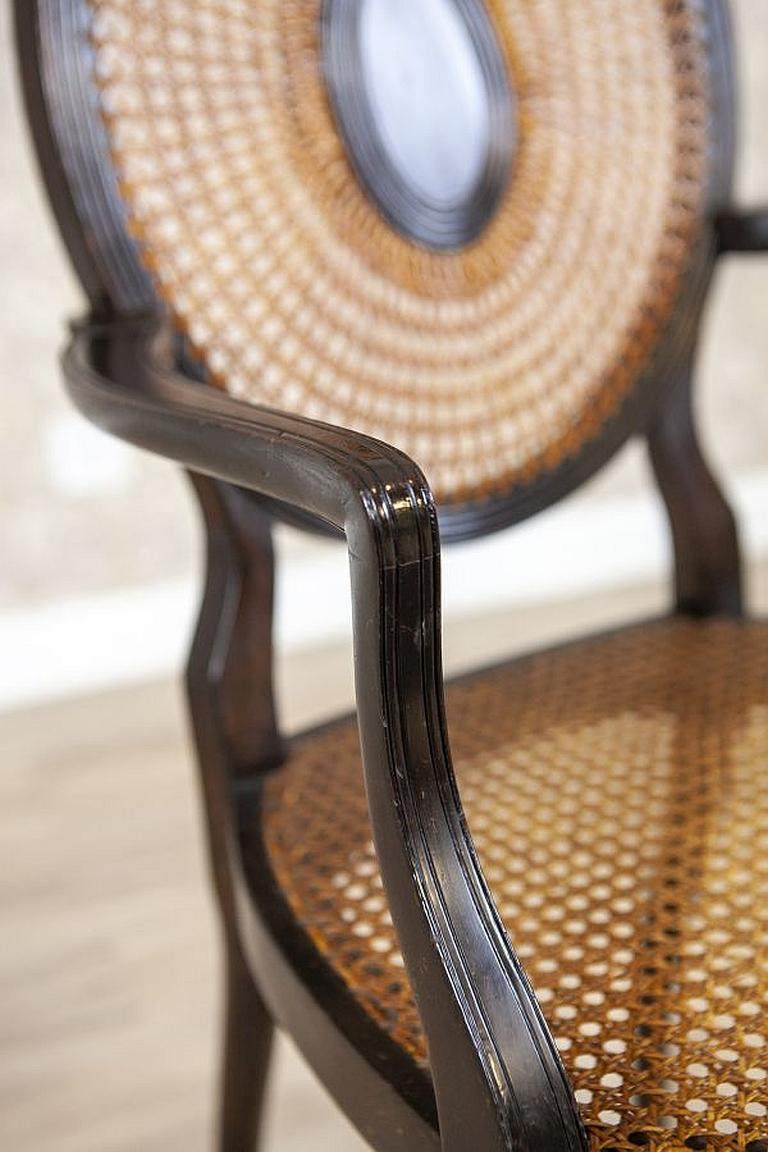 Walnut Rattan Armchair from the Early 20th Century For Sale 4