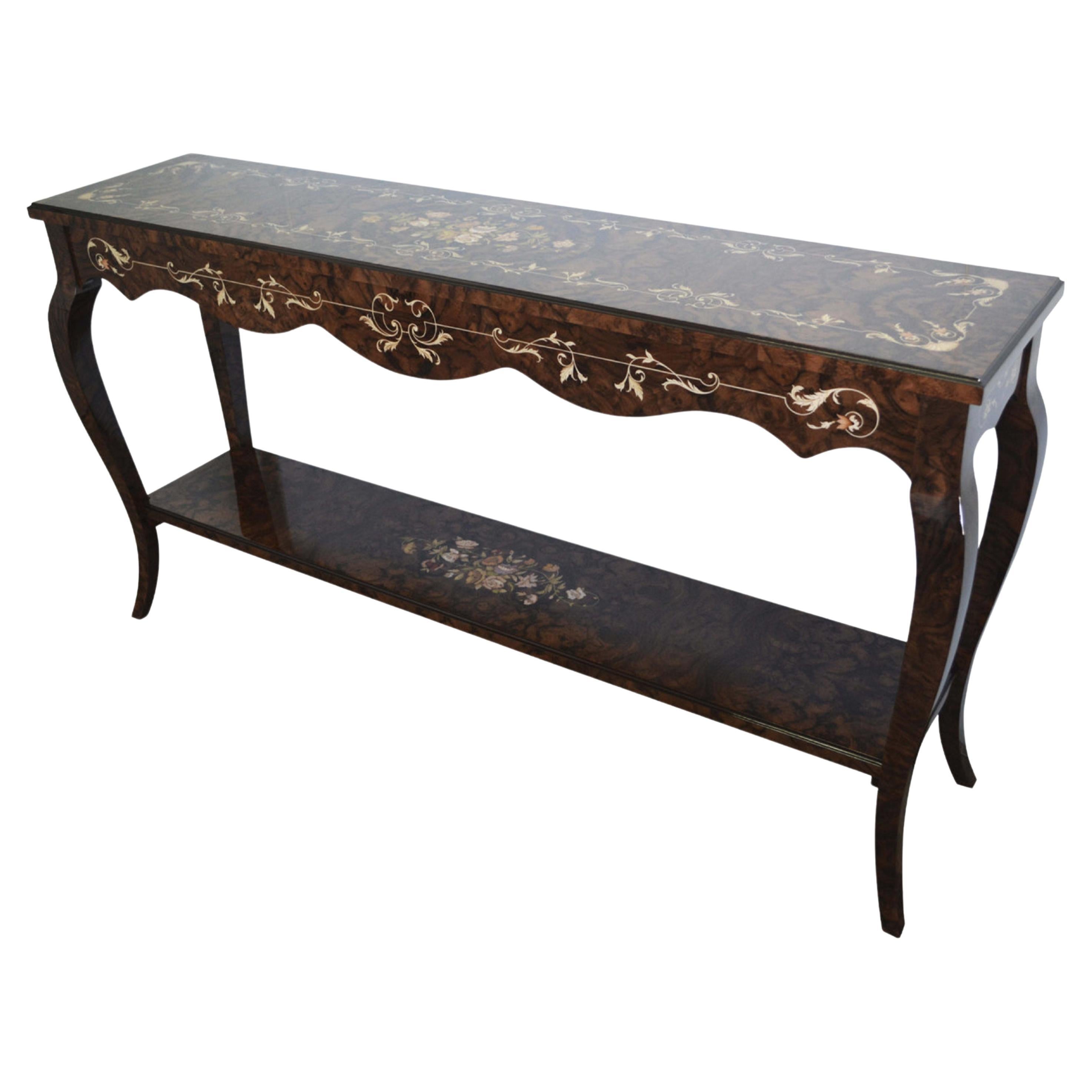 Walnut rectangular console table For Sale
