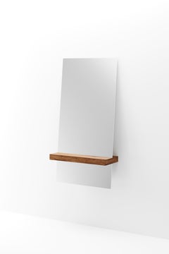 Walnut Rectangular Guillotine Mirror by Jeffrey Huyghe