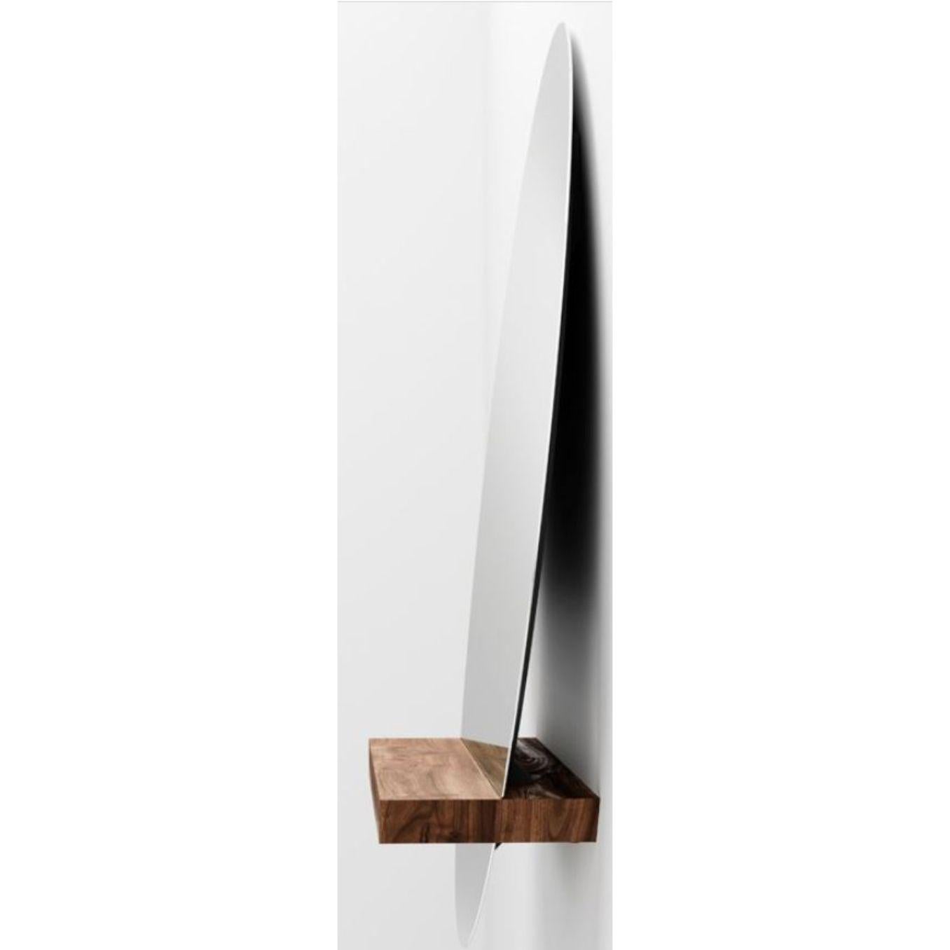 Contemporary Walnut Rectangular Guillotine Mirror by Jeffrey Huyghe For Sale