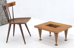 Walnut Rectangular Small Coffee or Occasional Side Table with Planter or Storage
