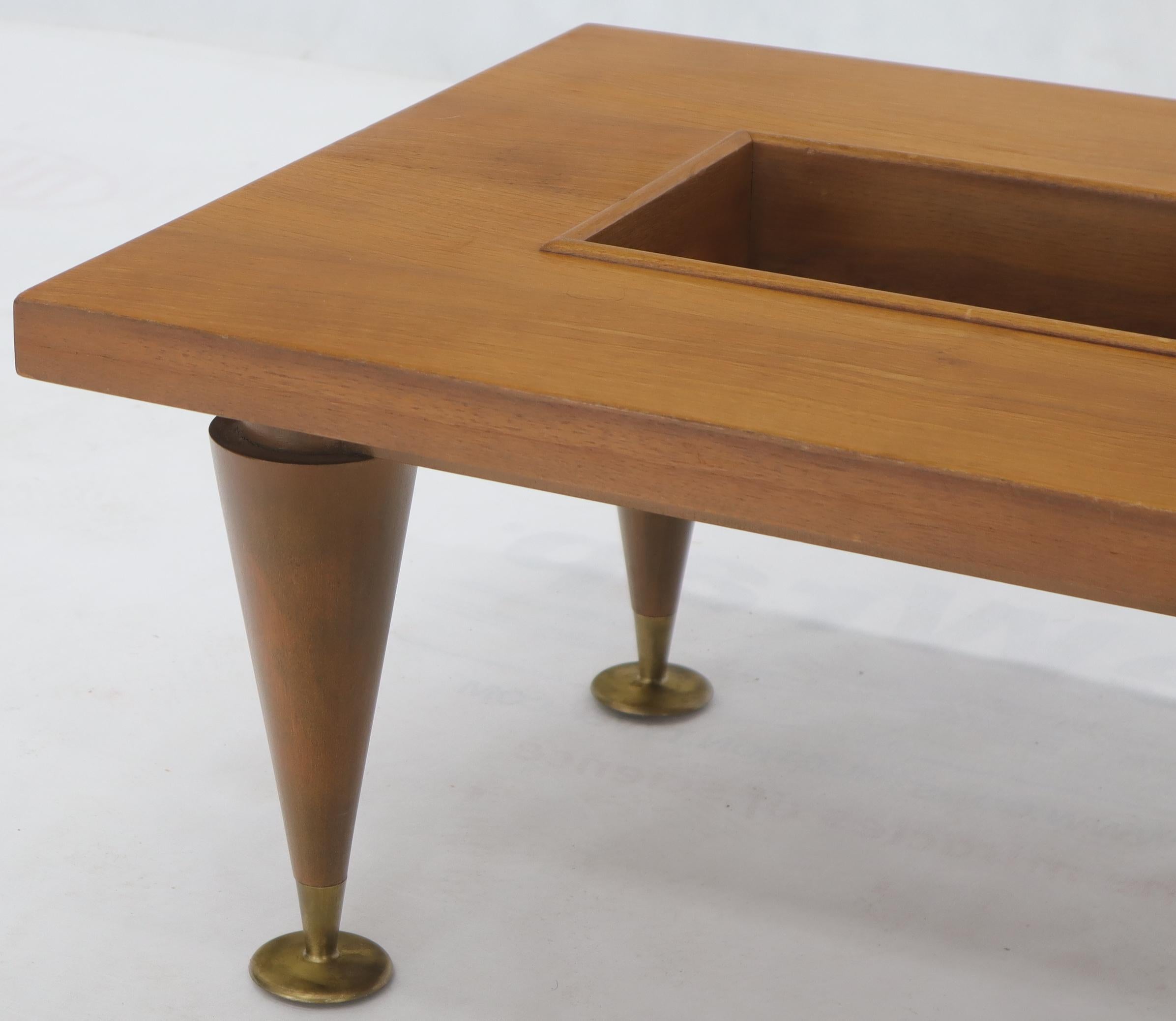 American Walnut Rectangular Small Coffee or Occasional Side Table with Planter or Storage