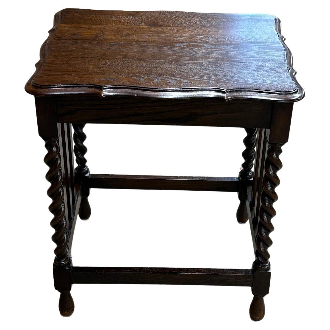 Walnut Rectangular Turned Leg Side Table, Italy, 19th Century