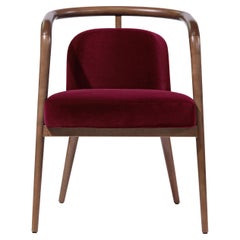 Walnut, Red Velvet Modern Essex Arm Chair