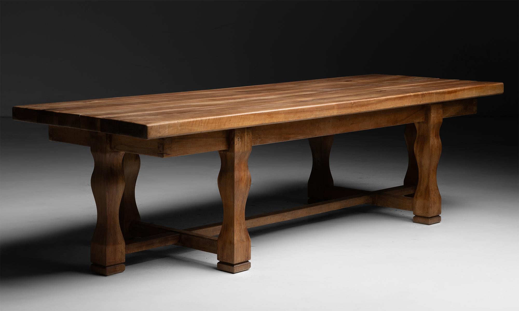 English Walnut Refectory Table, England 1972 For Sale