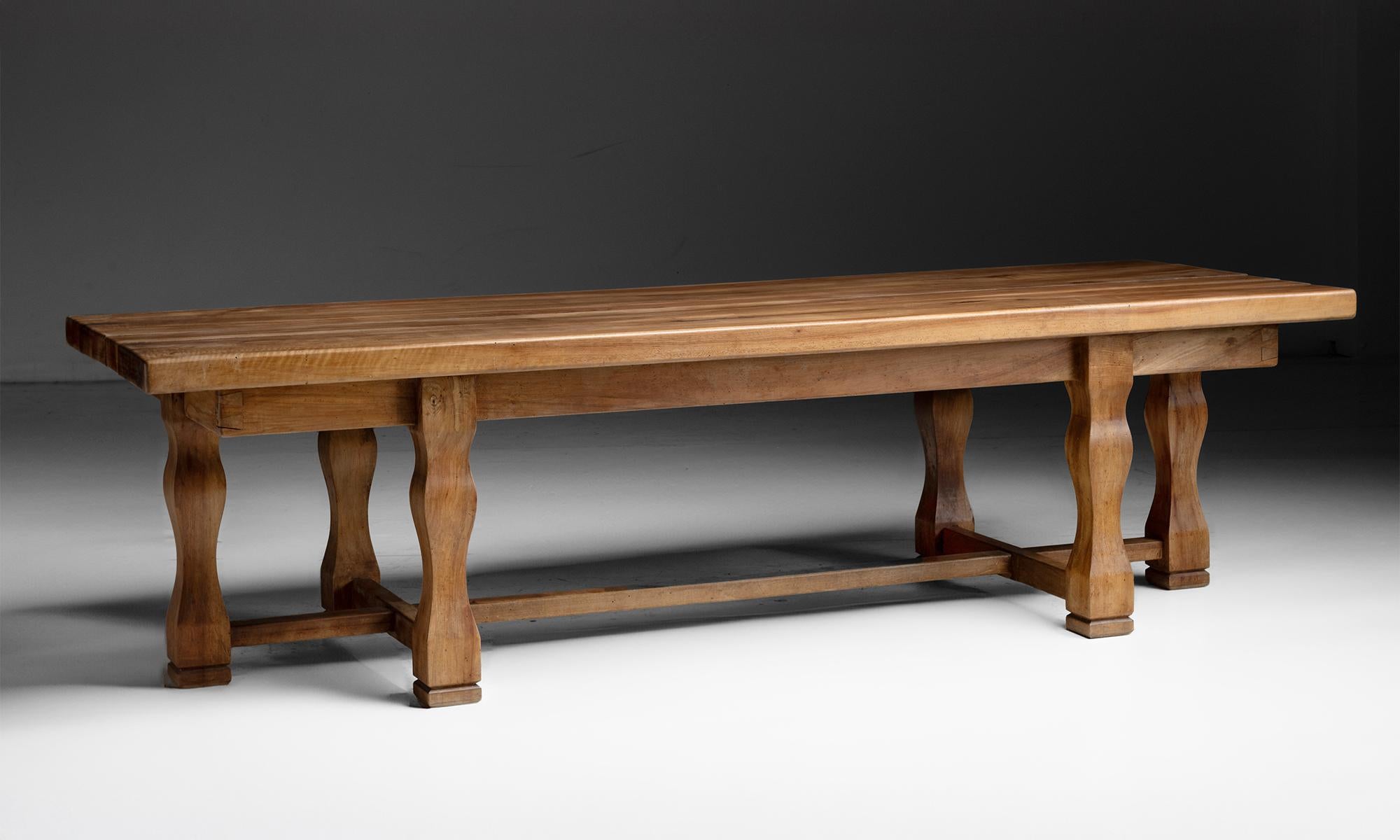 English Walnut Refectory Table, England 1972